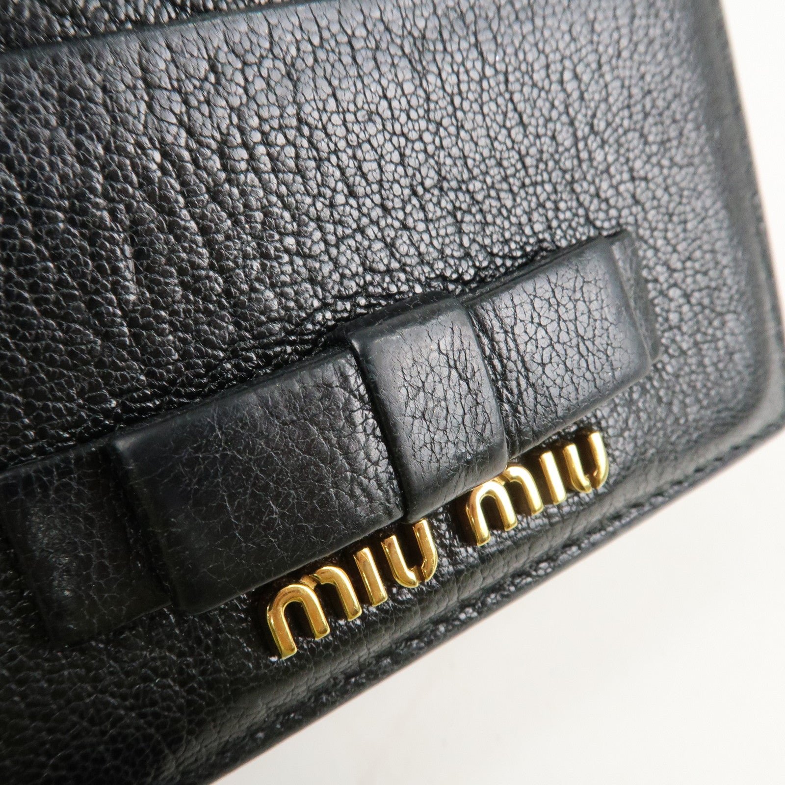 miu miu leather ribbon card case black gold hardware 5mc208 used miu miu leather ribbon card case black gold hardware 5mc208 used