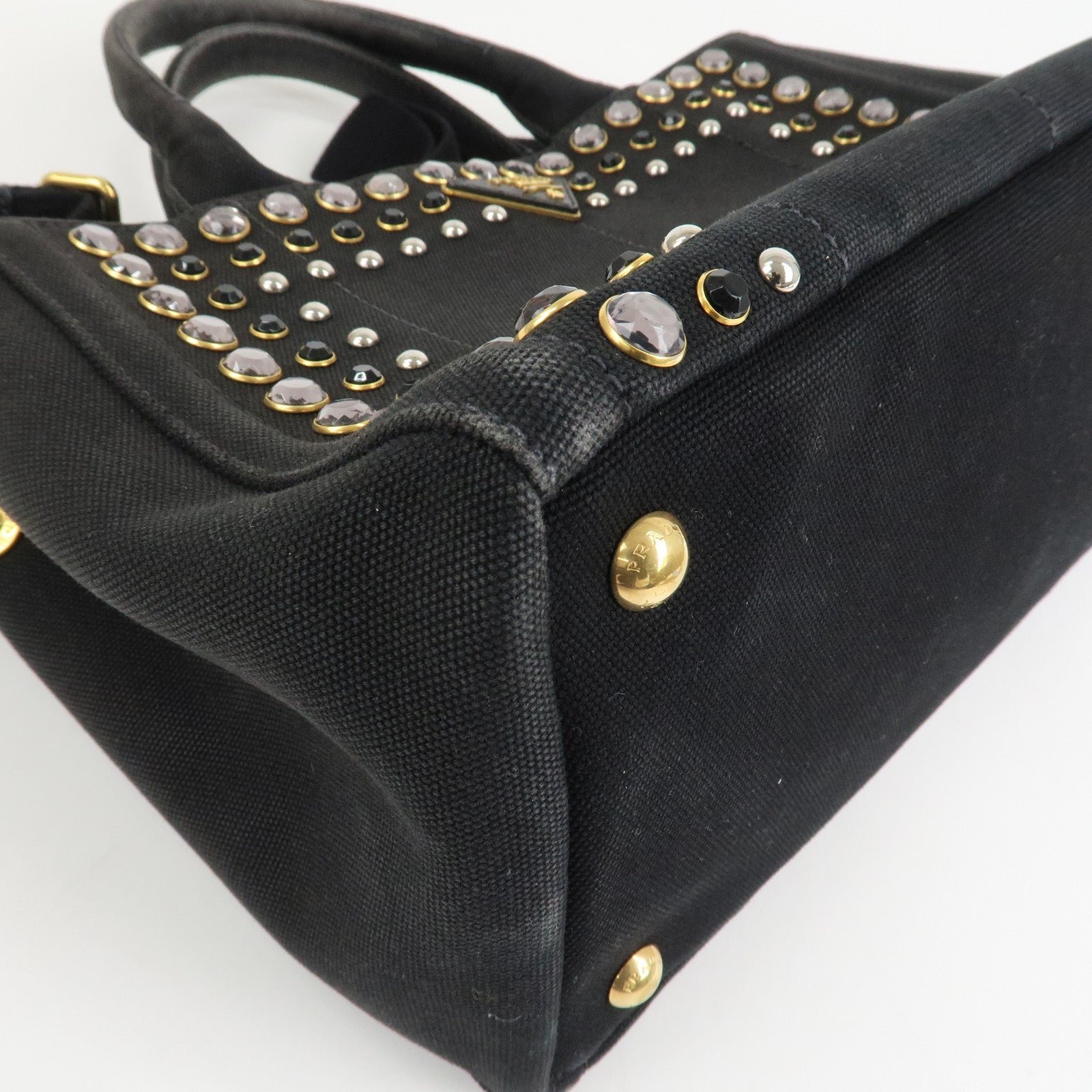 prada triangle logo denim canapa bijoux 2way hand bag black b2642b prada triangle logo denim canapa bijoux 2way hand bag black b2642b