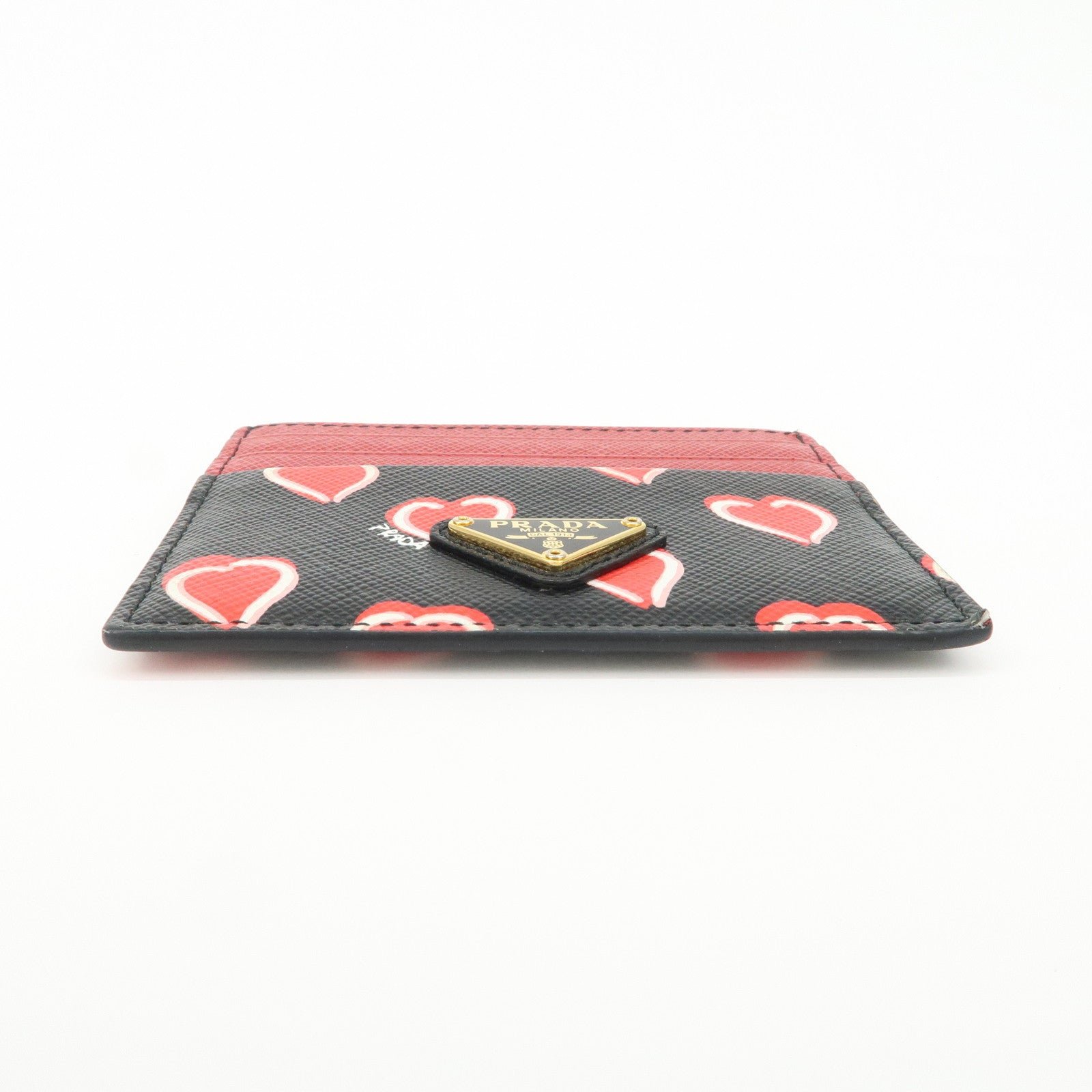 prada saffiano leather heart card case black red white 1mc025 prada saffiano leather heart card case black red white 1mc025