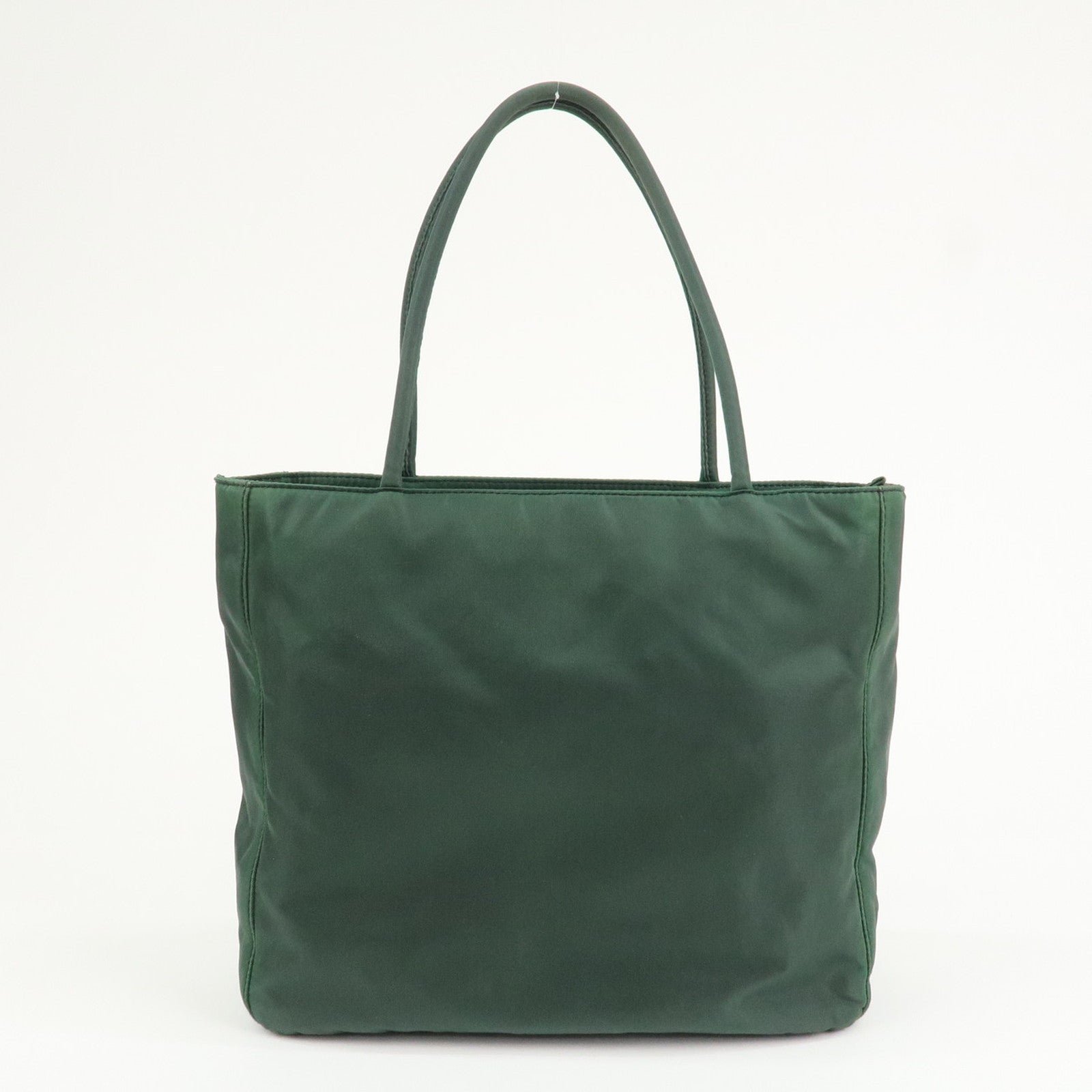 prada triangle logo nylon leather tote bag green prada triangle logo nylon leather tote bag green