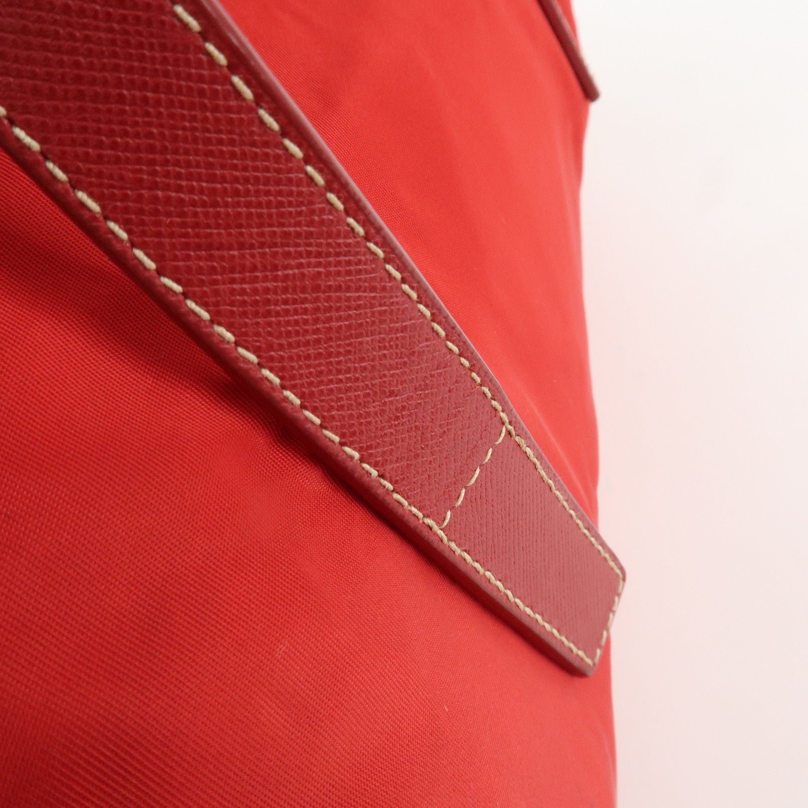 prada triangle logo nylon leather 2way shoulder bag hand bag red used prada triangle logo nylon leather 2way shoulder bag hand bag red used