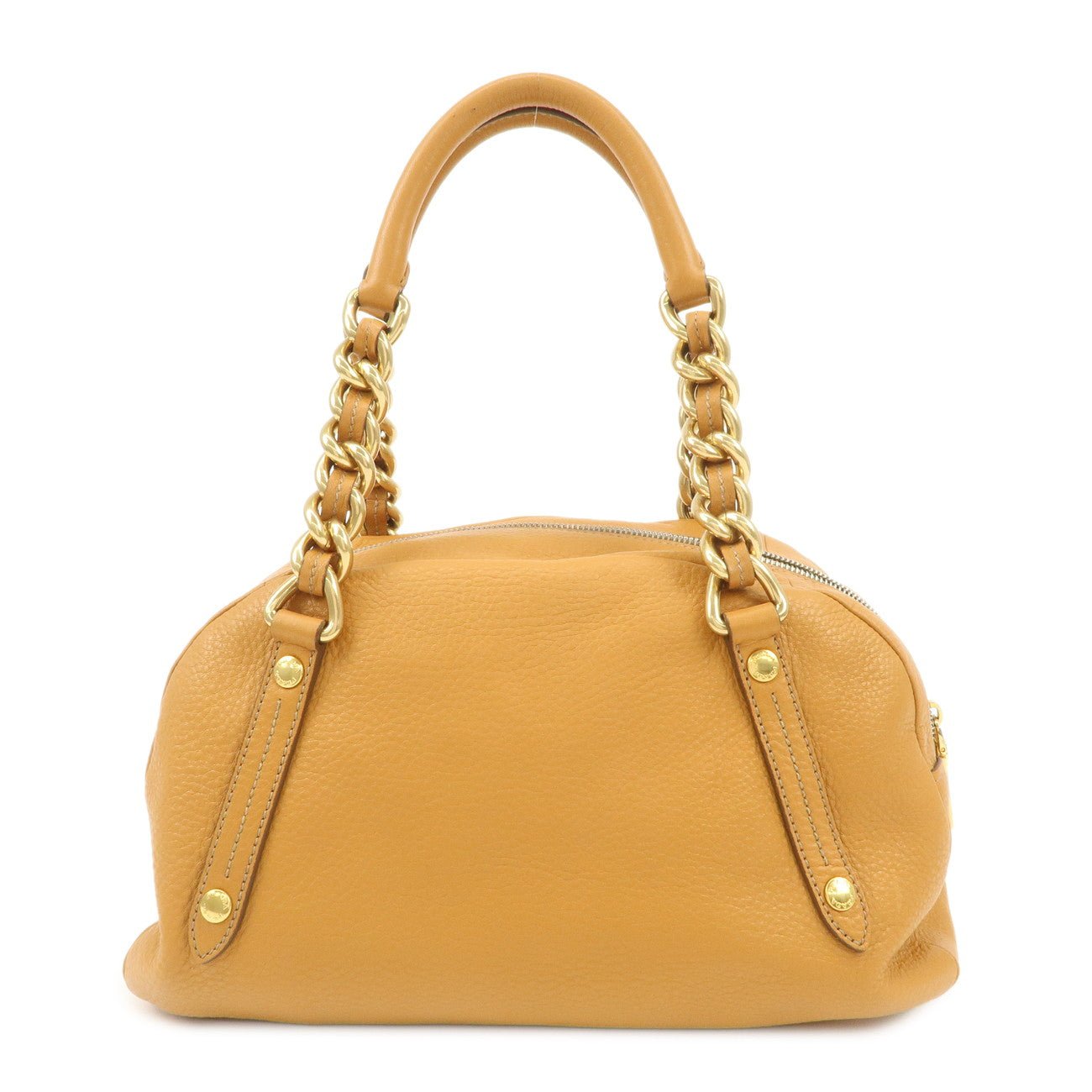 prada logo leather chain shoulder bag boston bag hand bag camel bl0692 used prada logo leather chain shoulder bag boston bag hand bag camel bl0692 used