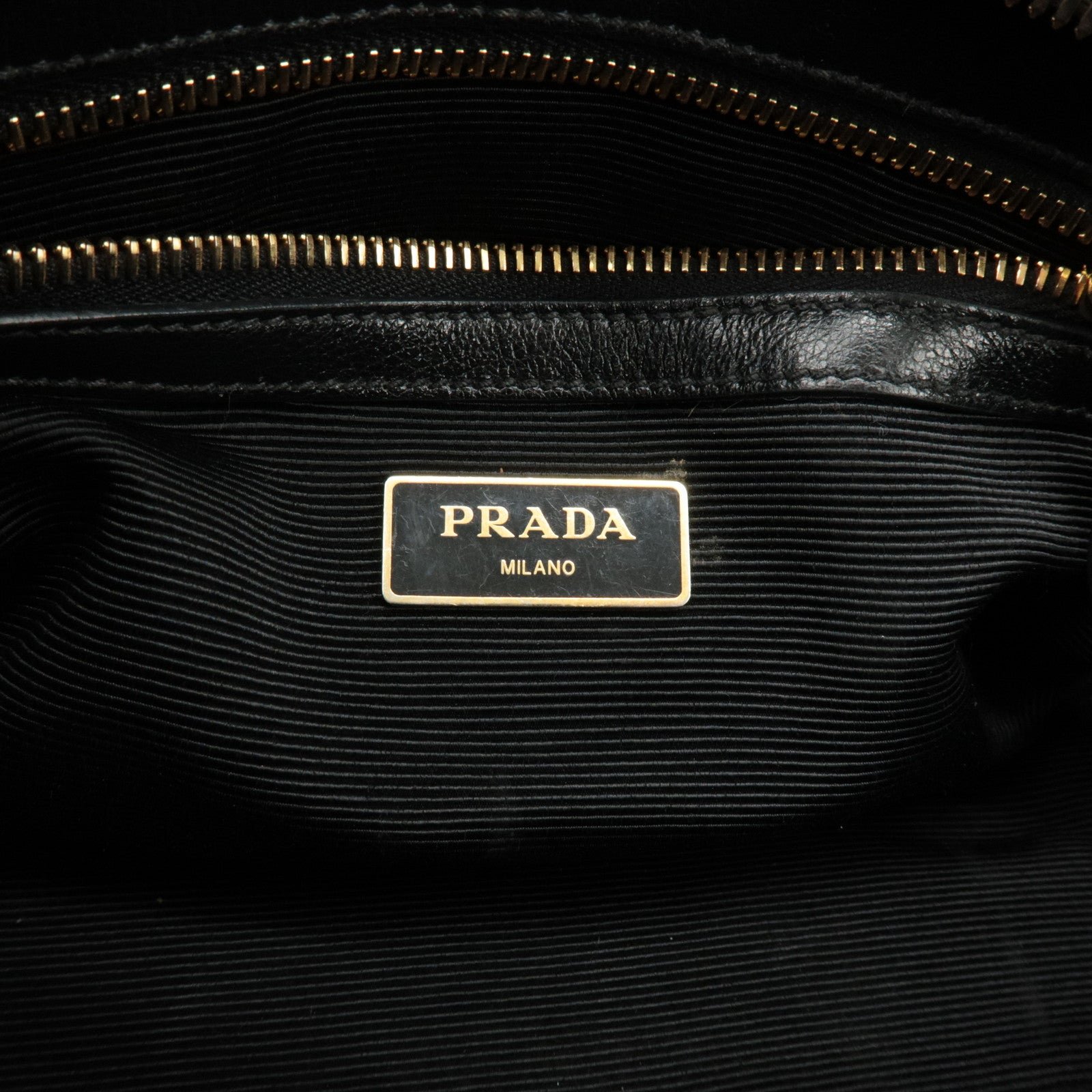 prada leather 2way bag shoulder hand bag black gold used prada leather 2way bag shoulder hand bag black gold used
