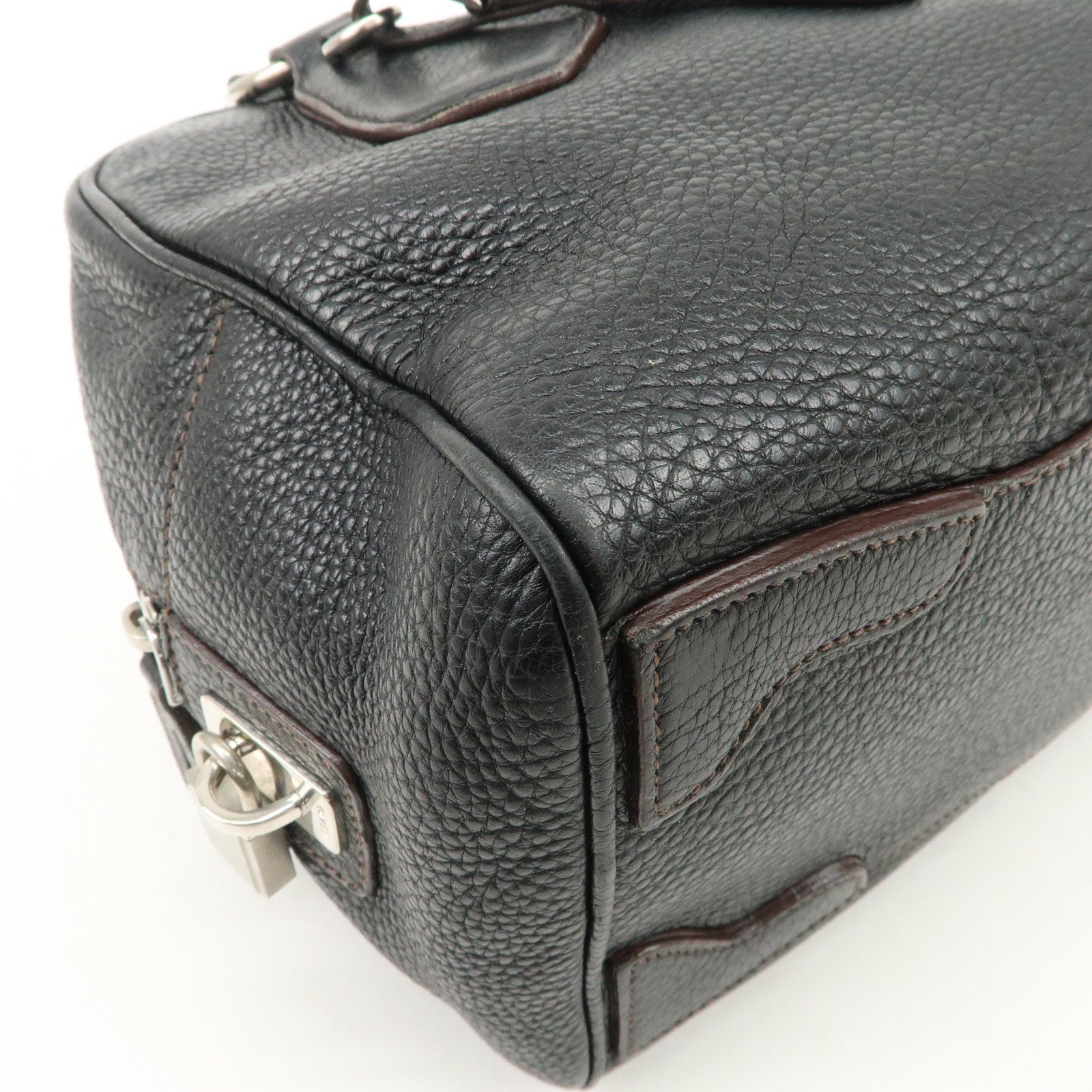 prada logo leather hand bag mini boston bag black bl0471 used prada logo leather hand bag mini boston bag black bl0471 used