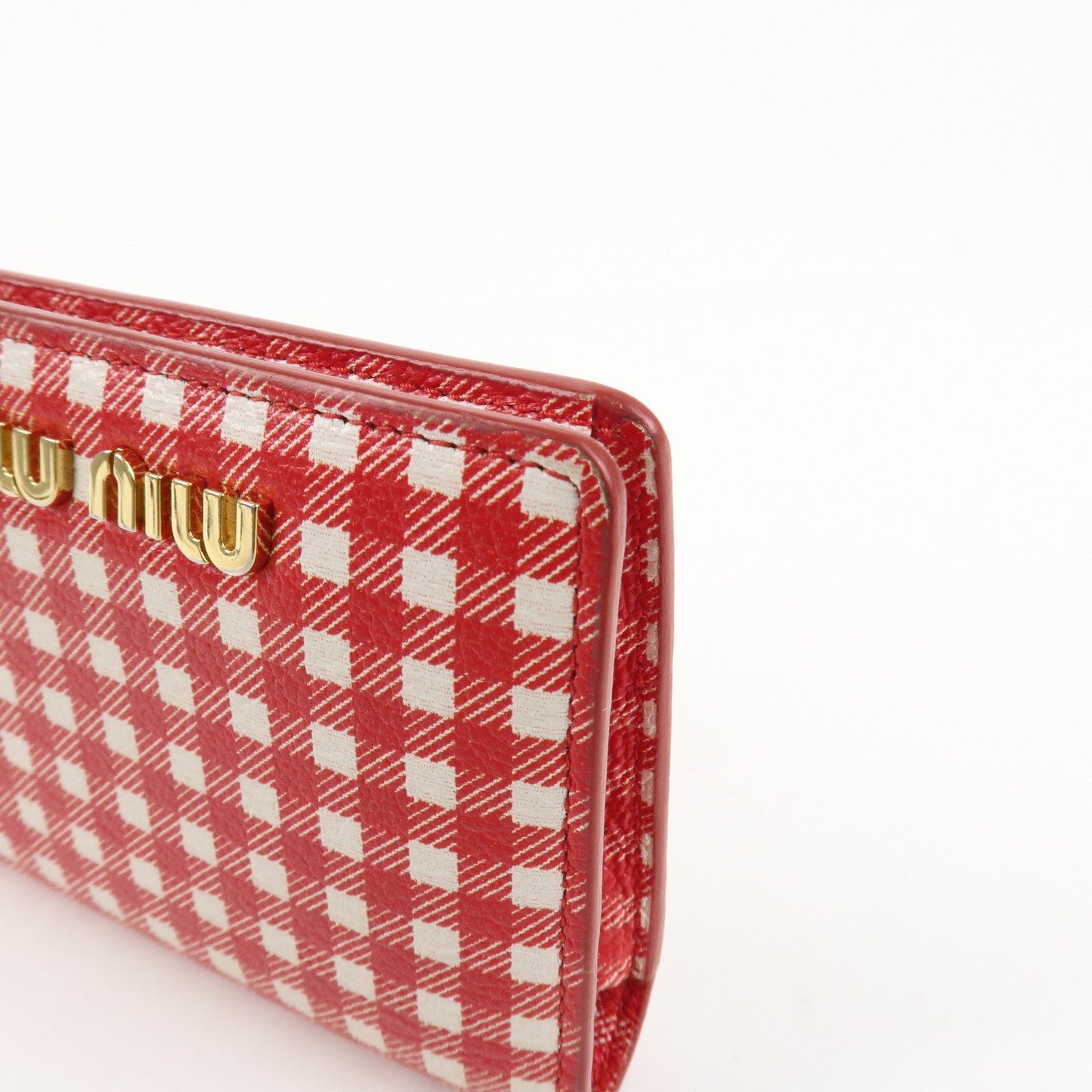 miu miu logo leather bi fold compact wallet red 5mv204 used miu miu logo leather bi fold compact wallet red 5mv204 used