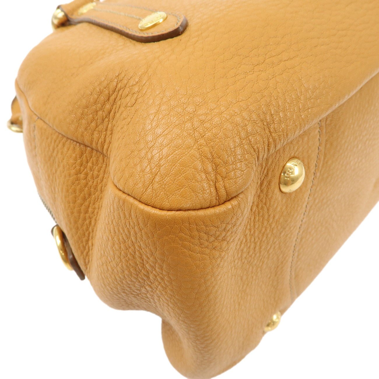 prada logo leather chain shoulder bag boston bag hand bag camel bl0692 used prada logo leather chain shoulder bag boston bag hand bag camel bl0692 used