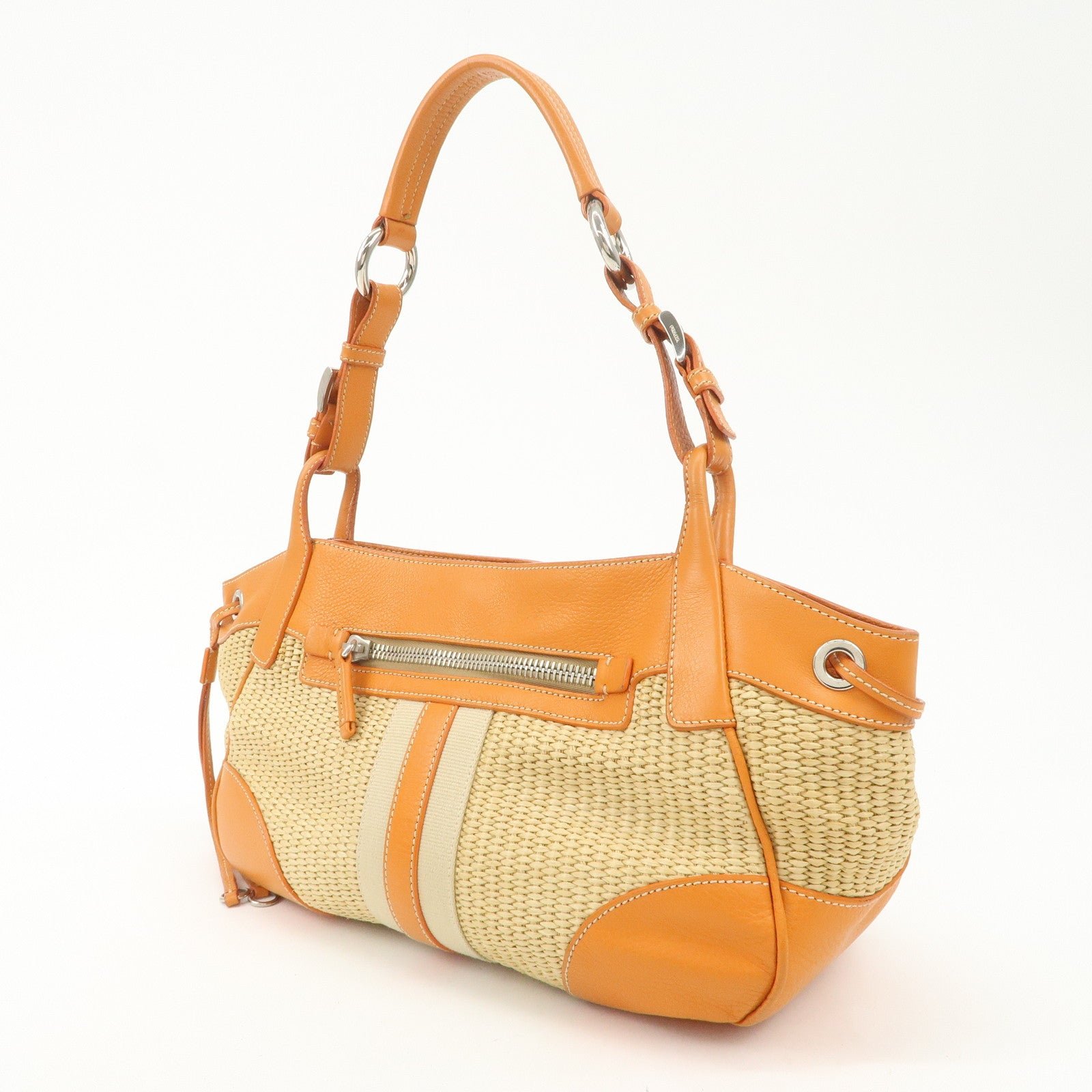 prada triangle logo raffia leather shoulder bag beige orange prada triangle logo raffia leather shoulder bag beige orange