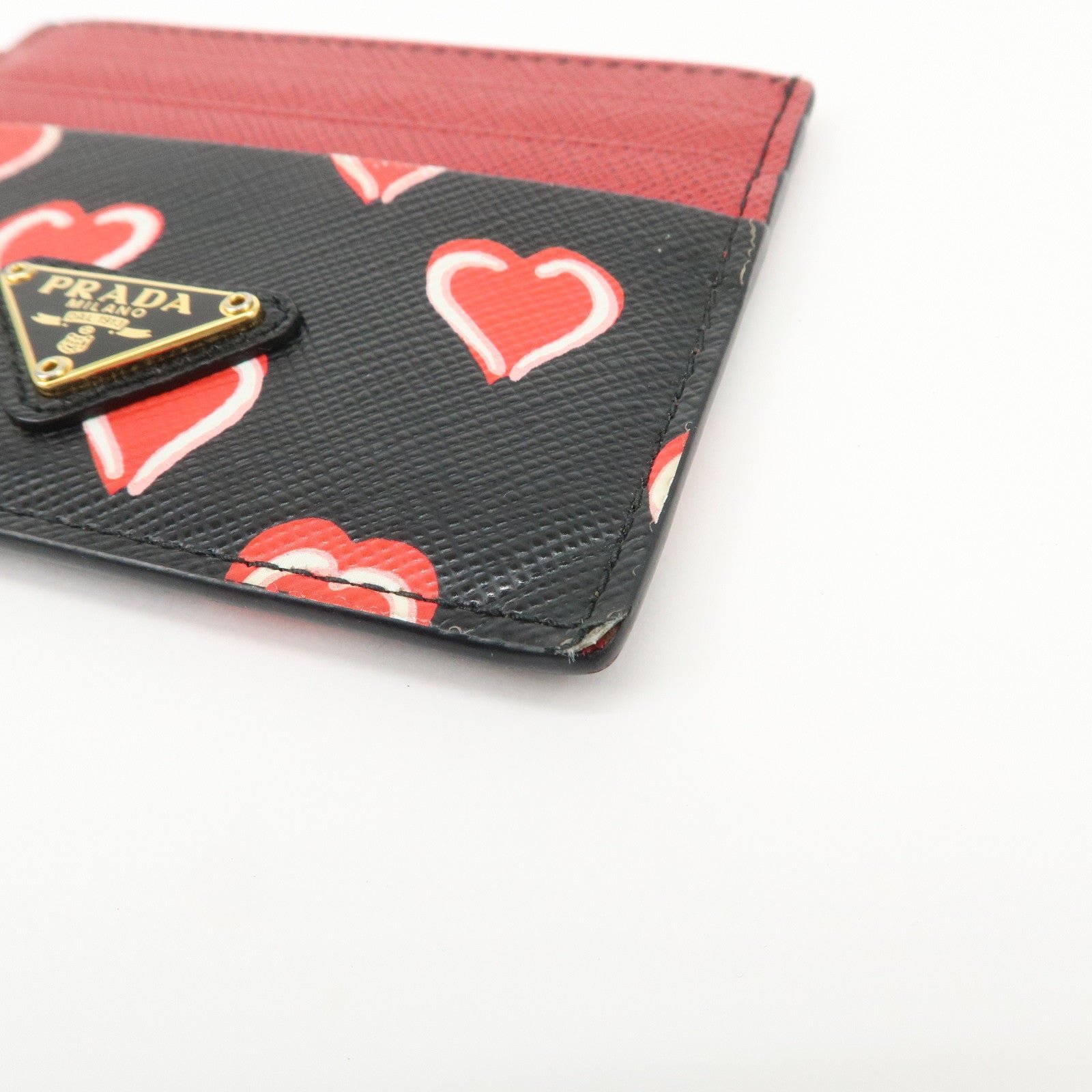 prada saffiano leather heart card case black red white 1mc025 prada saffiano leather heart card case black red white 1mc025