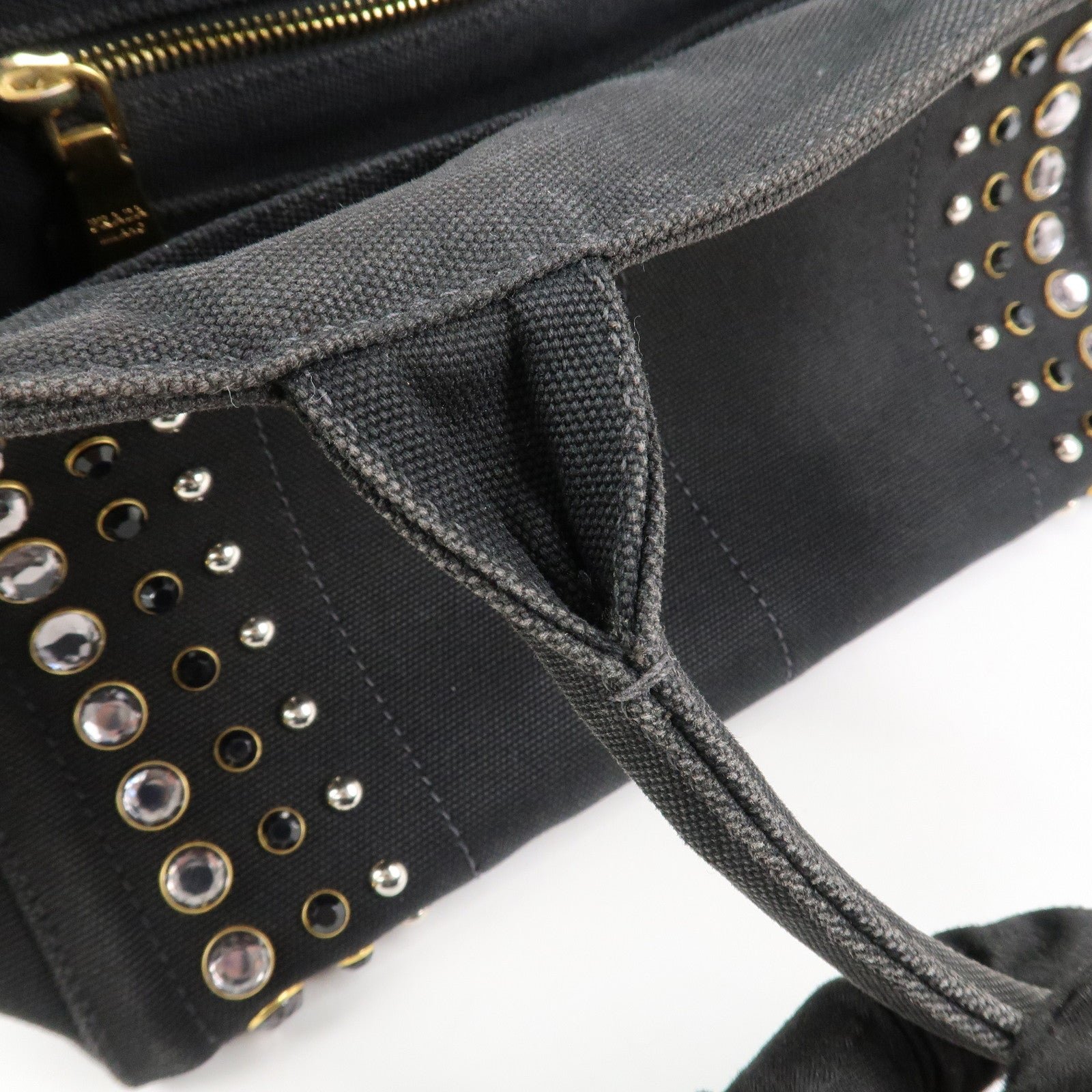 prada triangle logo denim canapa bijoux 2way hand bag black b2642b prada triangle logo denim canapa bijoux 2way hand bag black b2642b