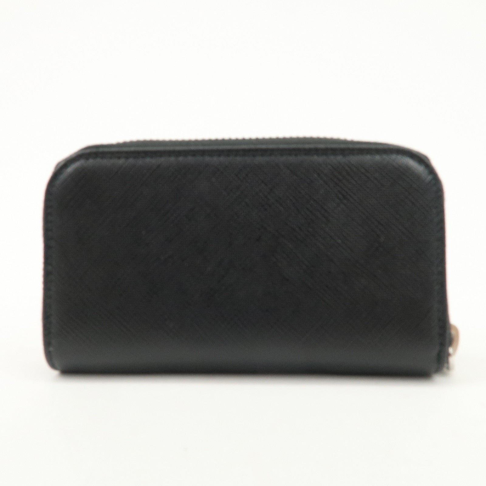 prada saffiano leather round zippy key case black 2pg604 used prada saffiano leather round zippy key case black 2pg604 used