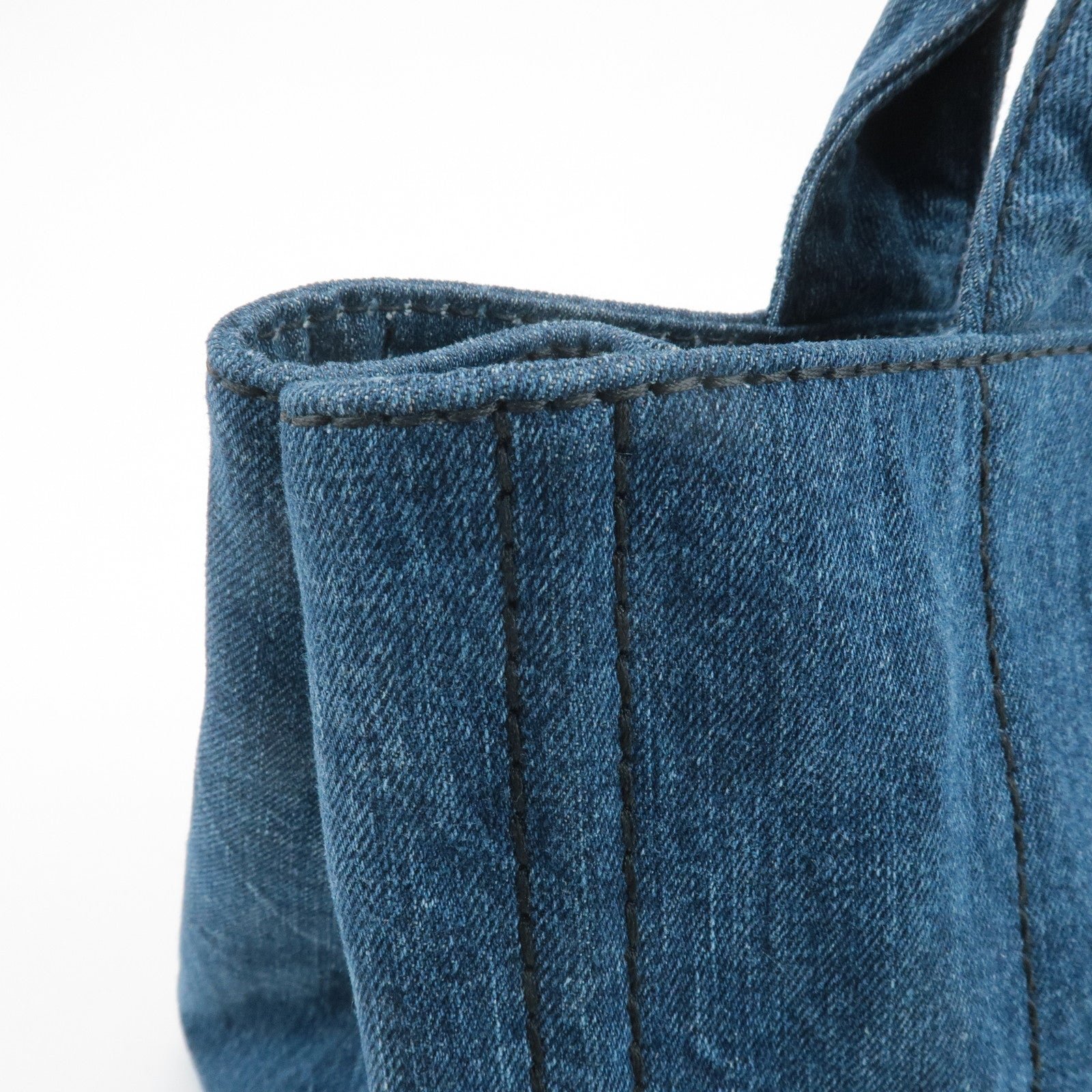 prada triangle logo canapa canvas denim hand bag navy b1877b used prada triangle logo canapa canvas denim hand bag navy b1877b used