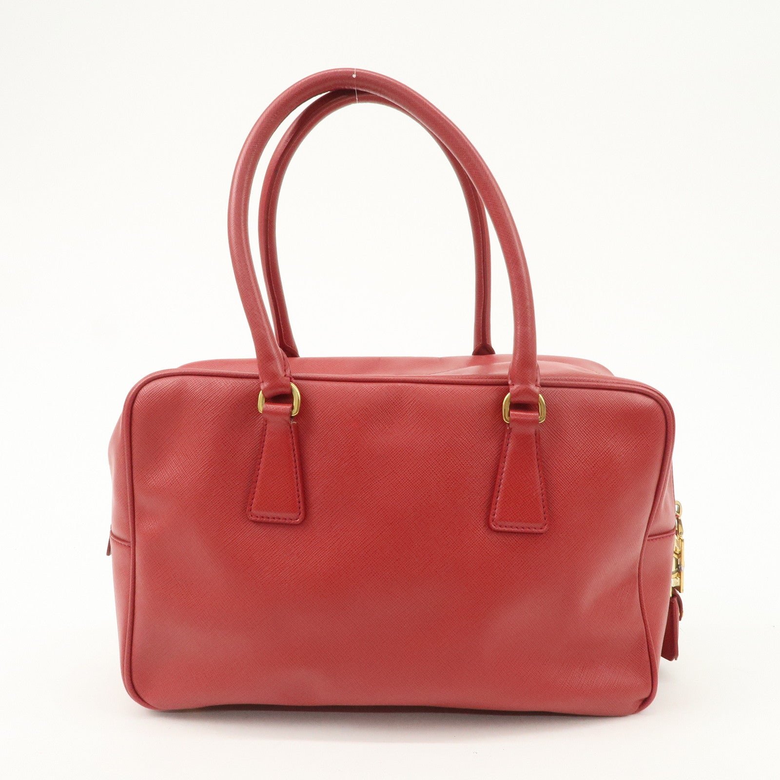 prada triangle logo saffiano leather boston bag hand bag red bl0095 used prada triangle logo saffiano leather boston bag hand bag red bl0095 used