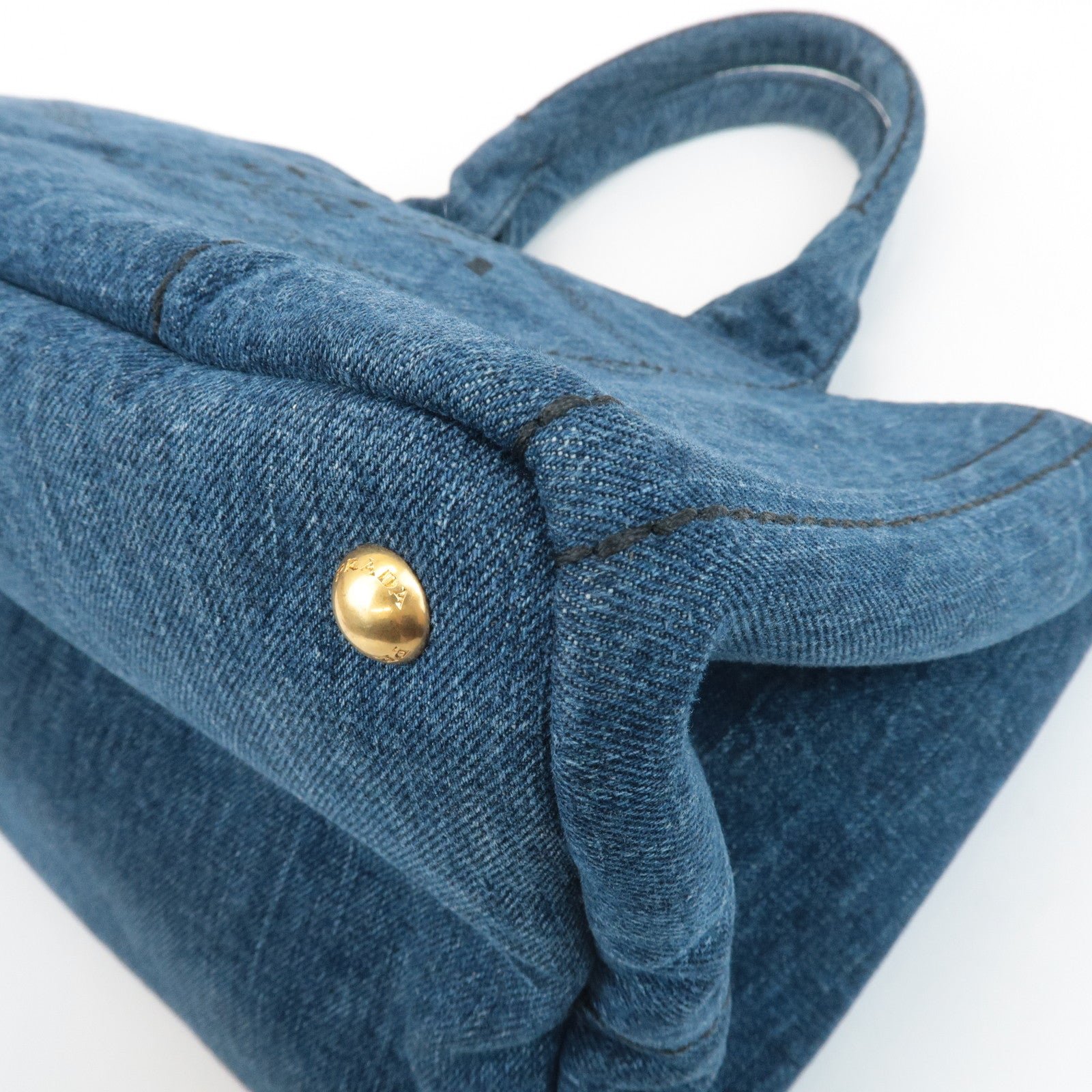 prada triangle logo canapa canvas denim hand bag navy b1877b used prada triangle logo canapa canvas denim hand bag navy b1877b used