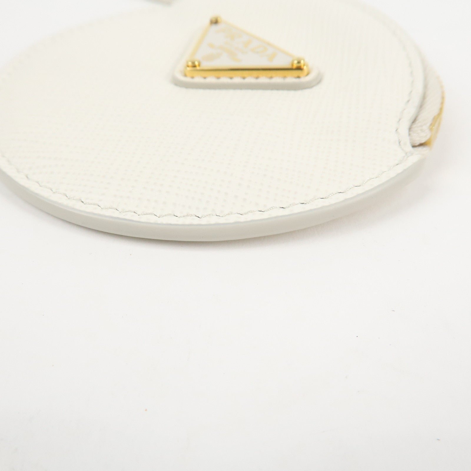 prada triangle logo saffiano leather coin case white 1mm006 used prada triangle logo saffiano leather coin case white 1mm006 used