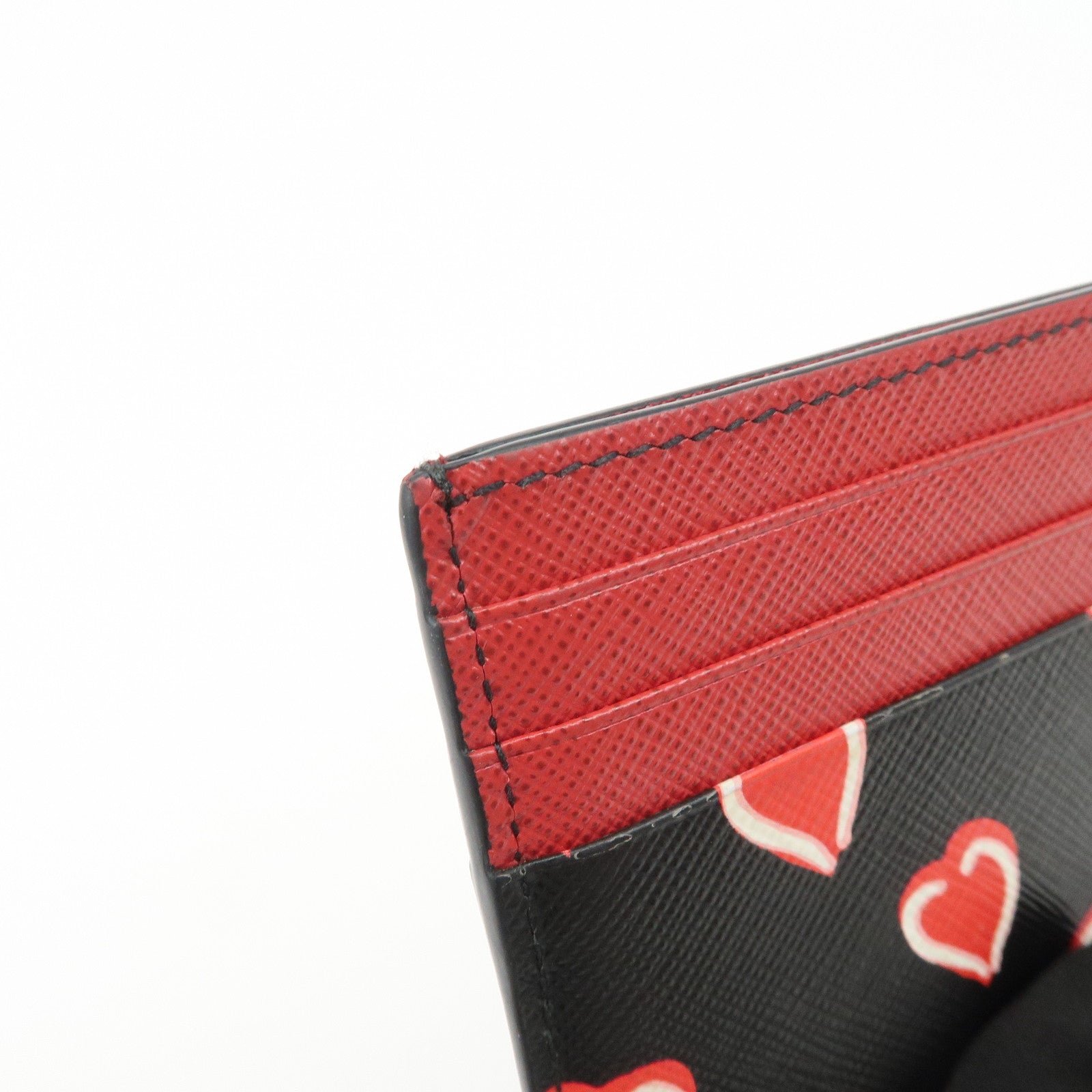 prada saffiano leather heart card case black red white 1mc025 prada saffiano leather heart card case black red white 1mc025