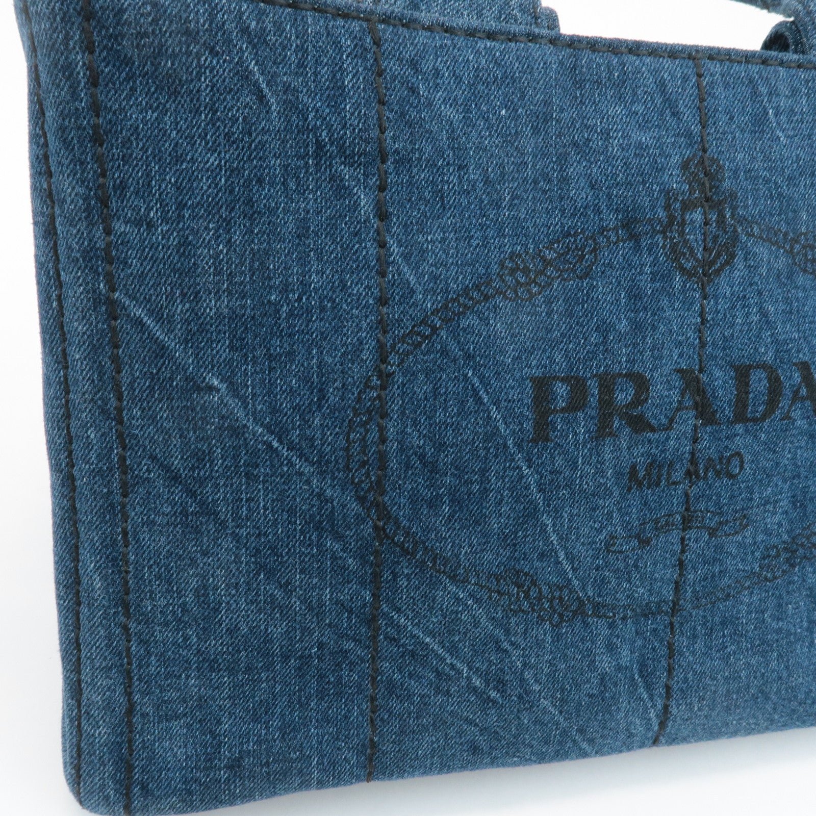 prada triangle logo canapa canvas denim hand bag navy b1877b used prada triangle logo canapa canvas denim hand bag navy b1877b used