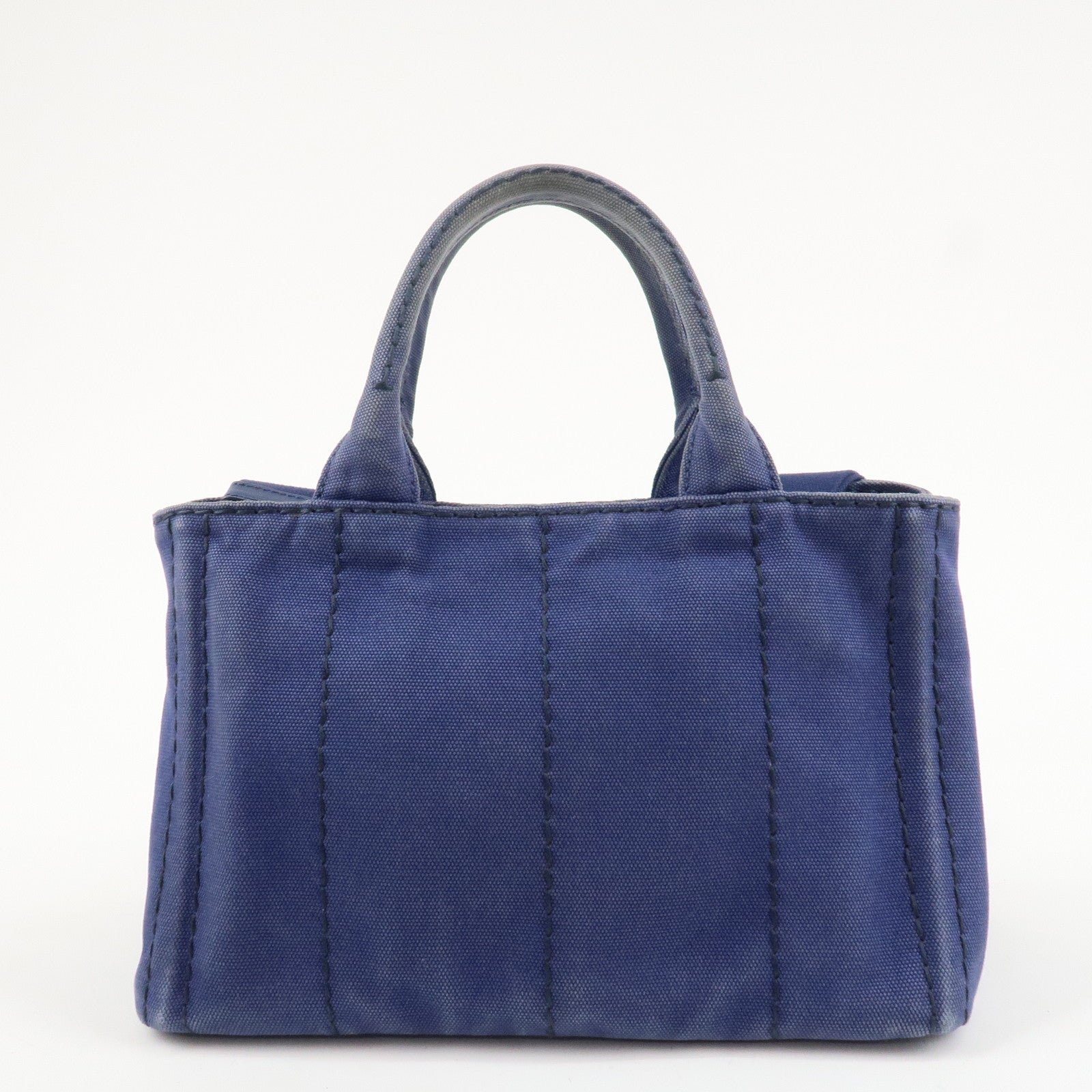 prada logo canapa canvas 2way tote bag hand bag navy b2642b used prada logo canapa canvas 2way tote bag hand bag navy b2642b used