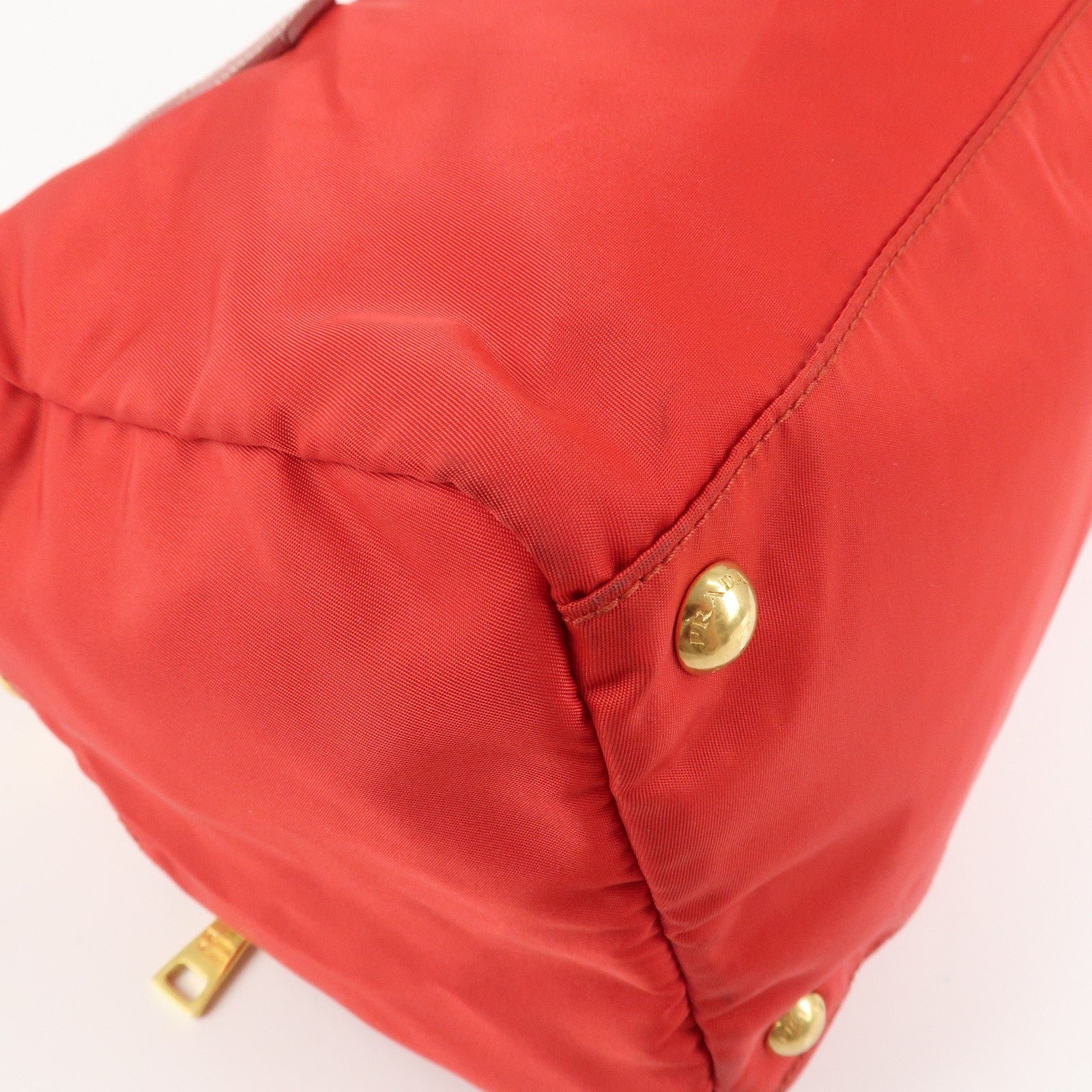 prada triangle logo nylon leather 2way shoulder bag hand bag red used prada triangle logo nylon leather 2way shoulder bag hand bag red used