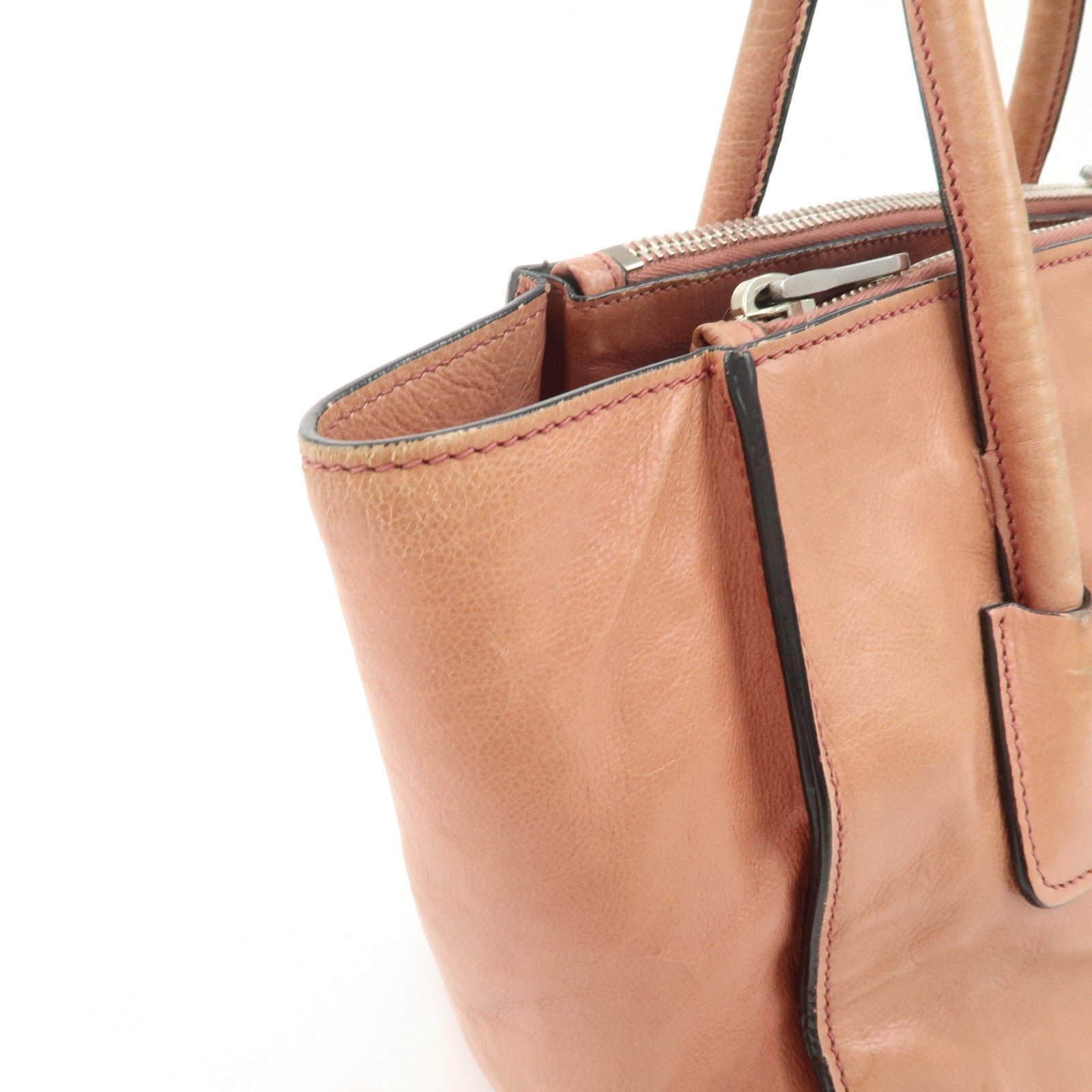 prada triangle logo leather 2way tote bag hand bag pink b2625m prada triangle logo leather 2way tote bag hand bag pink b2625m