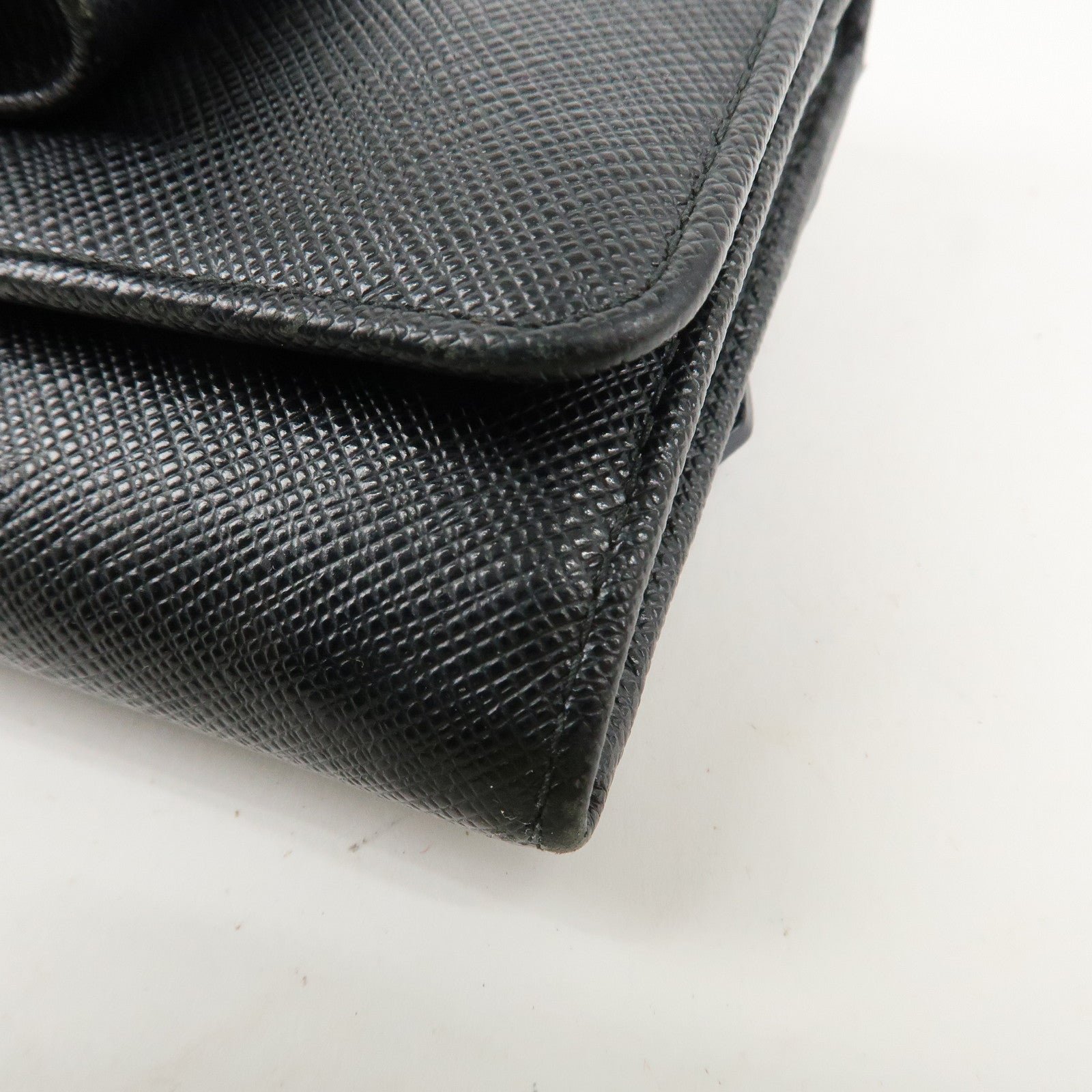 prada saffiano leather flap bi fold long wallet black gold 1mh132 used prada saffiano leather flap bi fold long wallet black gold 1mh132 used
