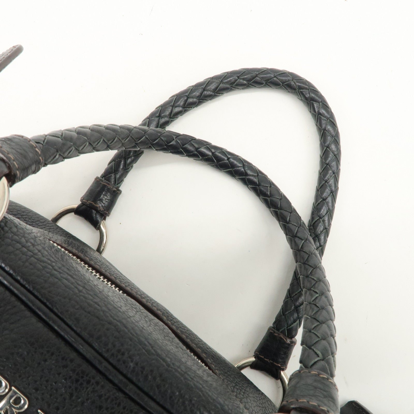 prada logo leather hand bag mini boston bag black bl0471 used prada logo leather hand bag mini boston bag black bl0471 used