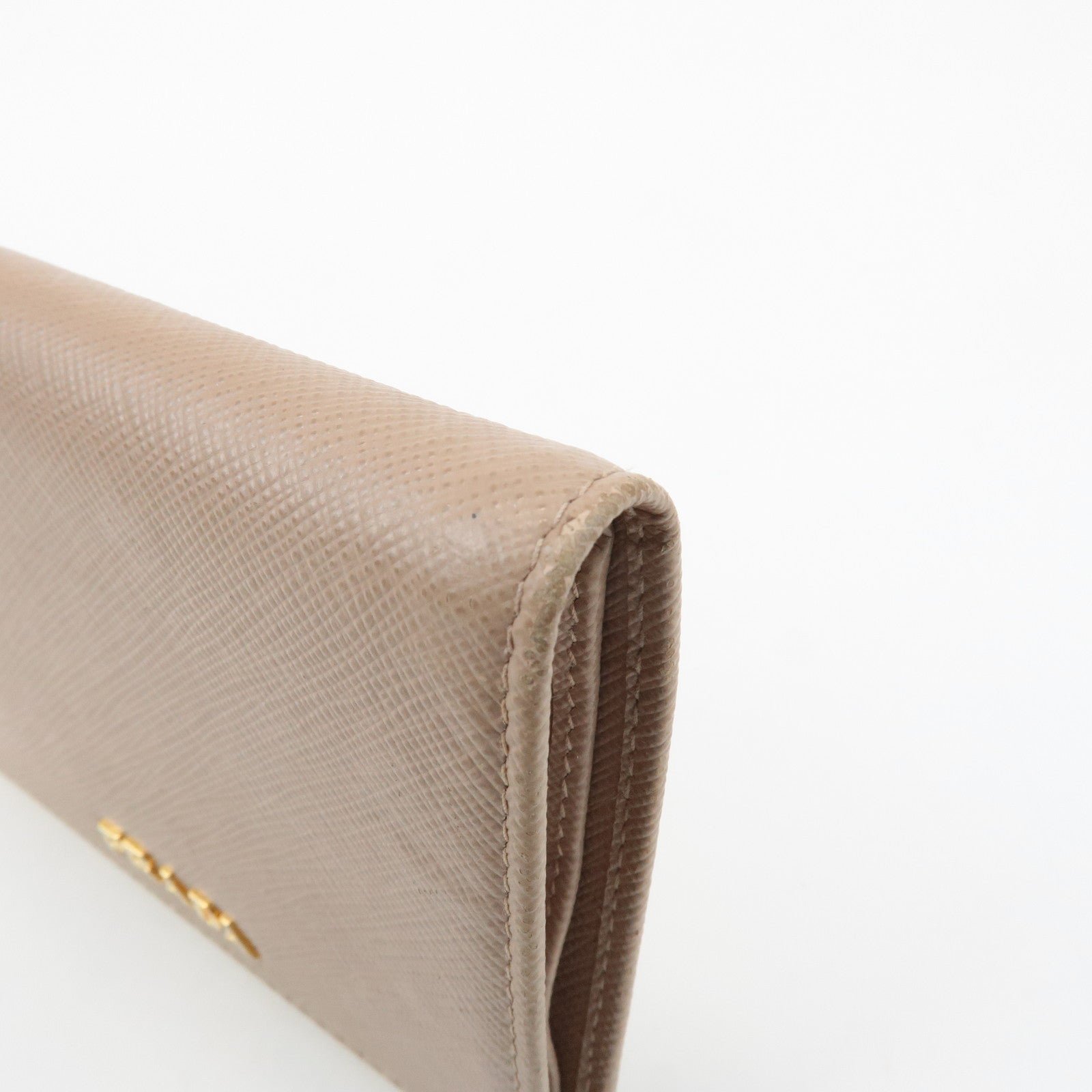 prada logo saffiano leather bi fold small wallet beige 1mv204 used prada logo saffiano leather bi fold small wallet beige 1mv204 used