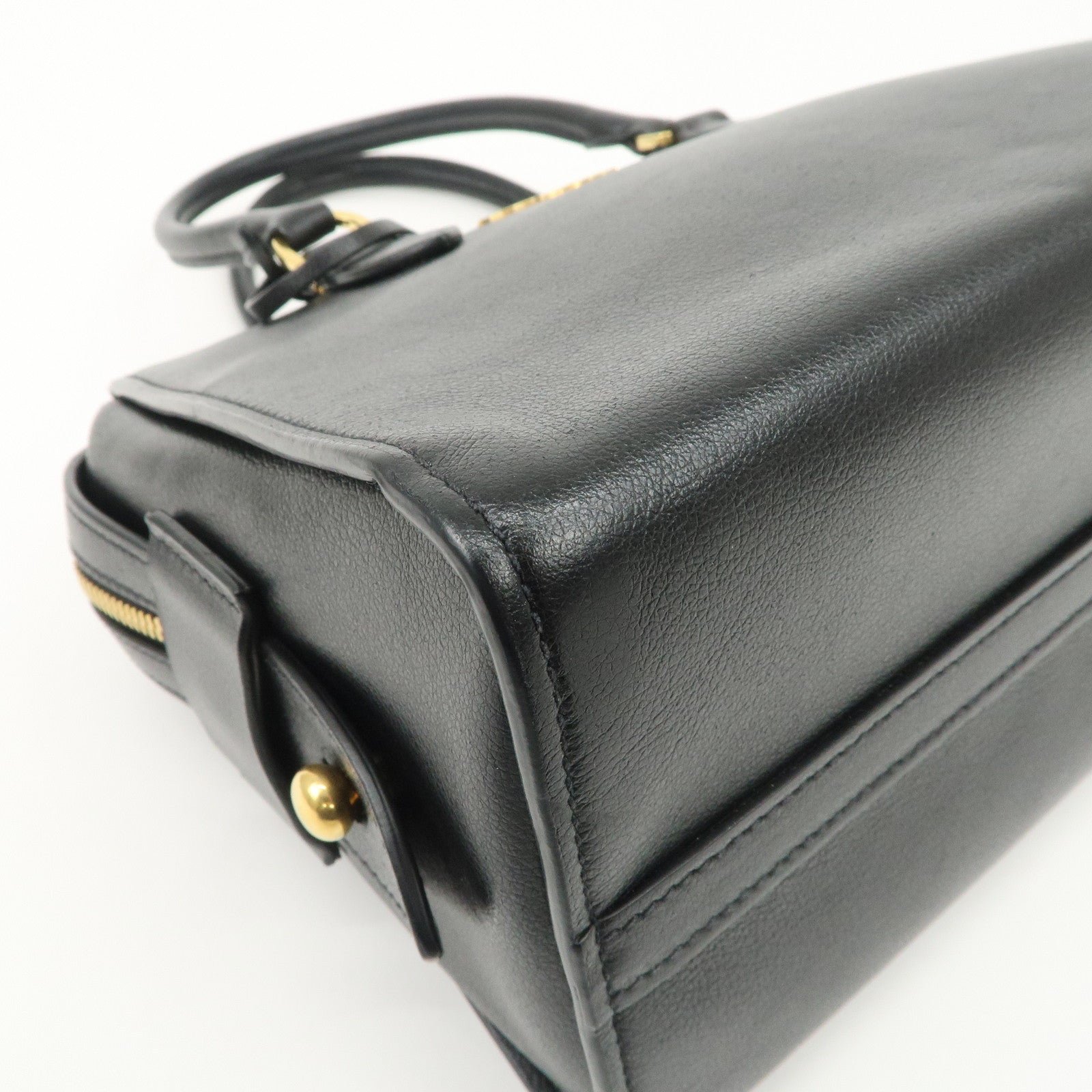 prada leather 2way bag hand bag black gold hardware used prada leather 2way bag hand bag black gold hardware used