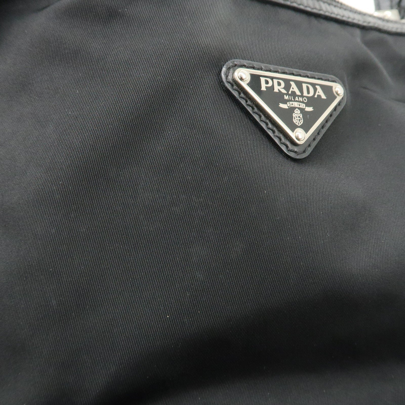 prada triangle logo nylon leather shoulder bag hand bag black br3121 used prada triangle logo nylon leather shoulder bag hand bag black br3121 used