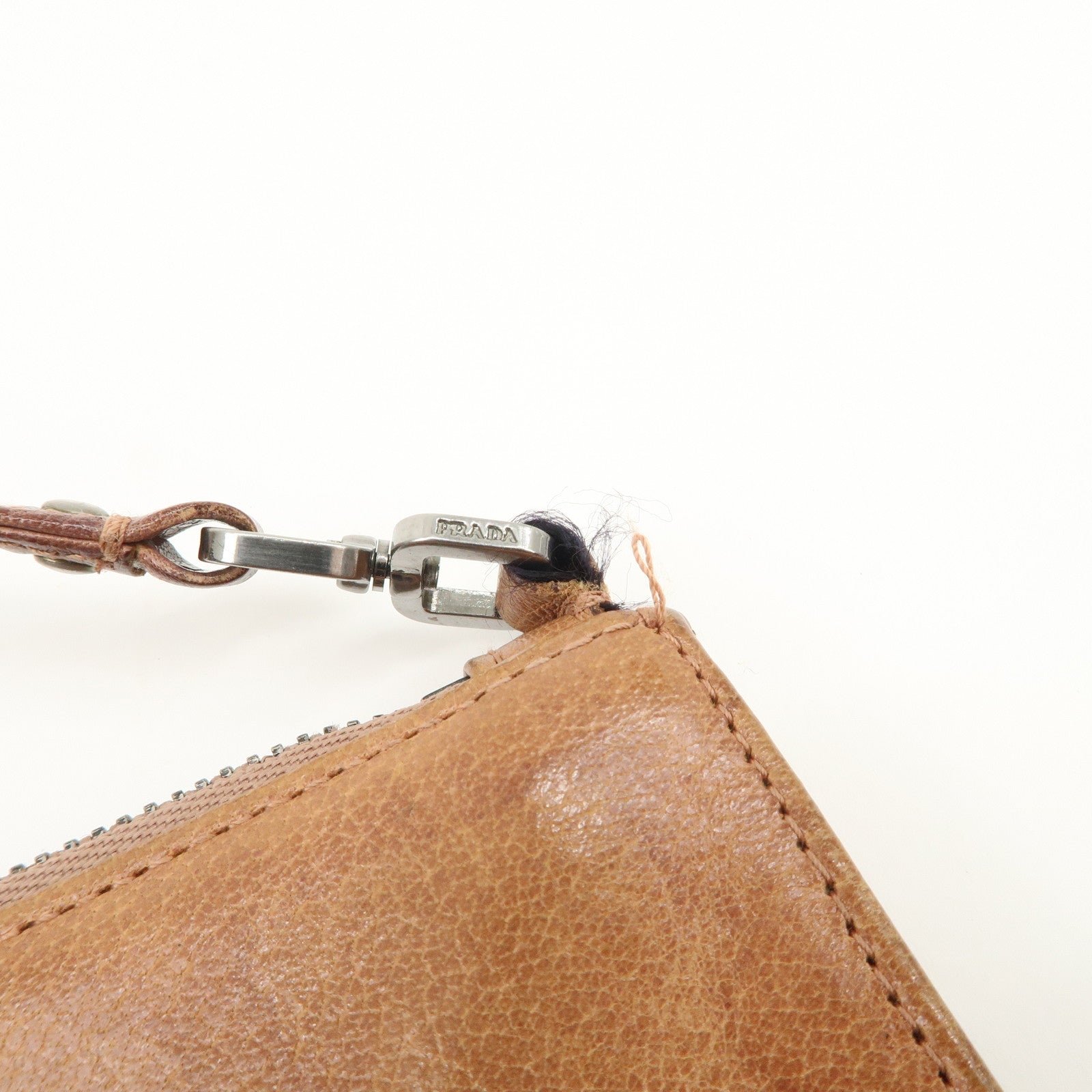 prada triangle logo leather shoulder bag hand bag brown used prada triangle logo leather shoulder bag hand bag brown used