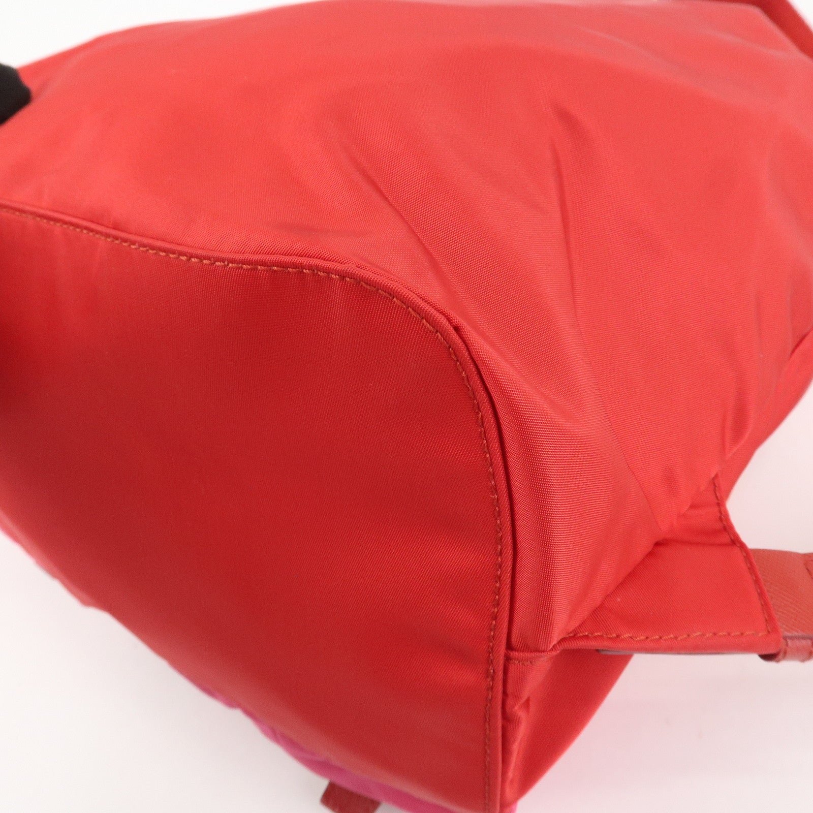 prada triangle logo nylon leather backpack ruck sack pink b6677 used prada triangle logo nylon leather backpack ruck sack pink b6677 used