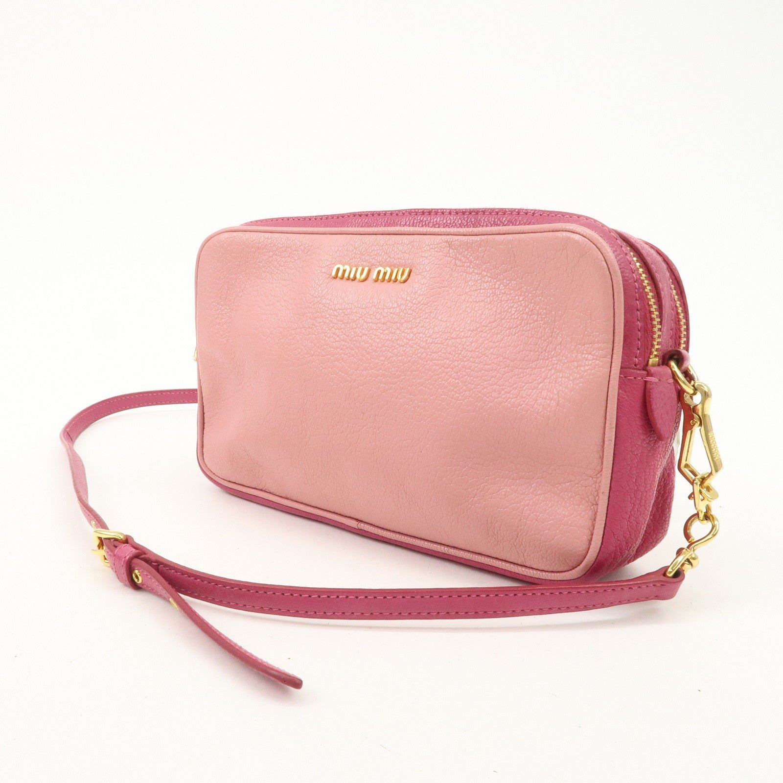 miu miu leather shoulder bag crossbody bag pink used miu miu leather shoulder bag crossbody bag pink used