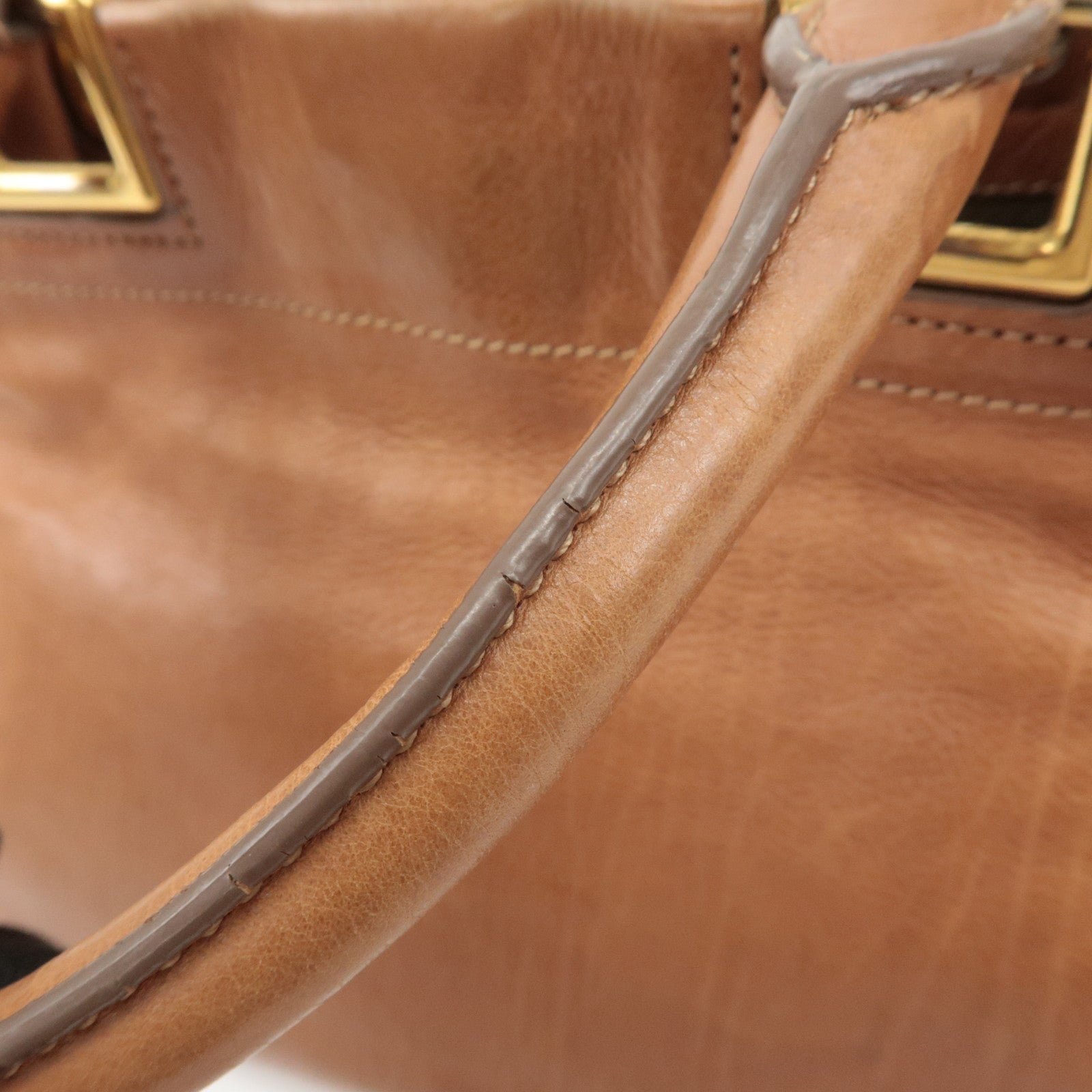 prada logo leather ribbon 2way bag hand bag brown bn2245 used prada logo leather ribbon 2way bag hand bag brown bn2245 used