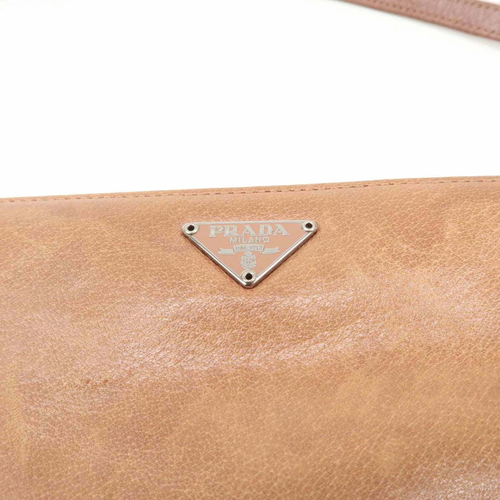 prada triangle logo leather shoulder bag hand bag brown used prada triangle logo leather shoulder bag hand bag brown used
