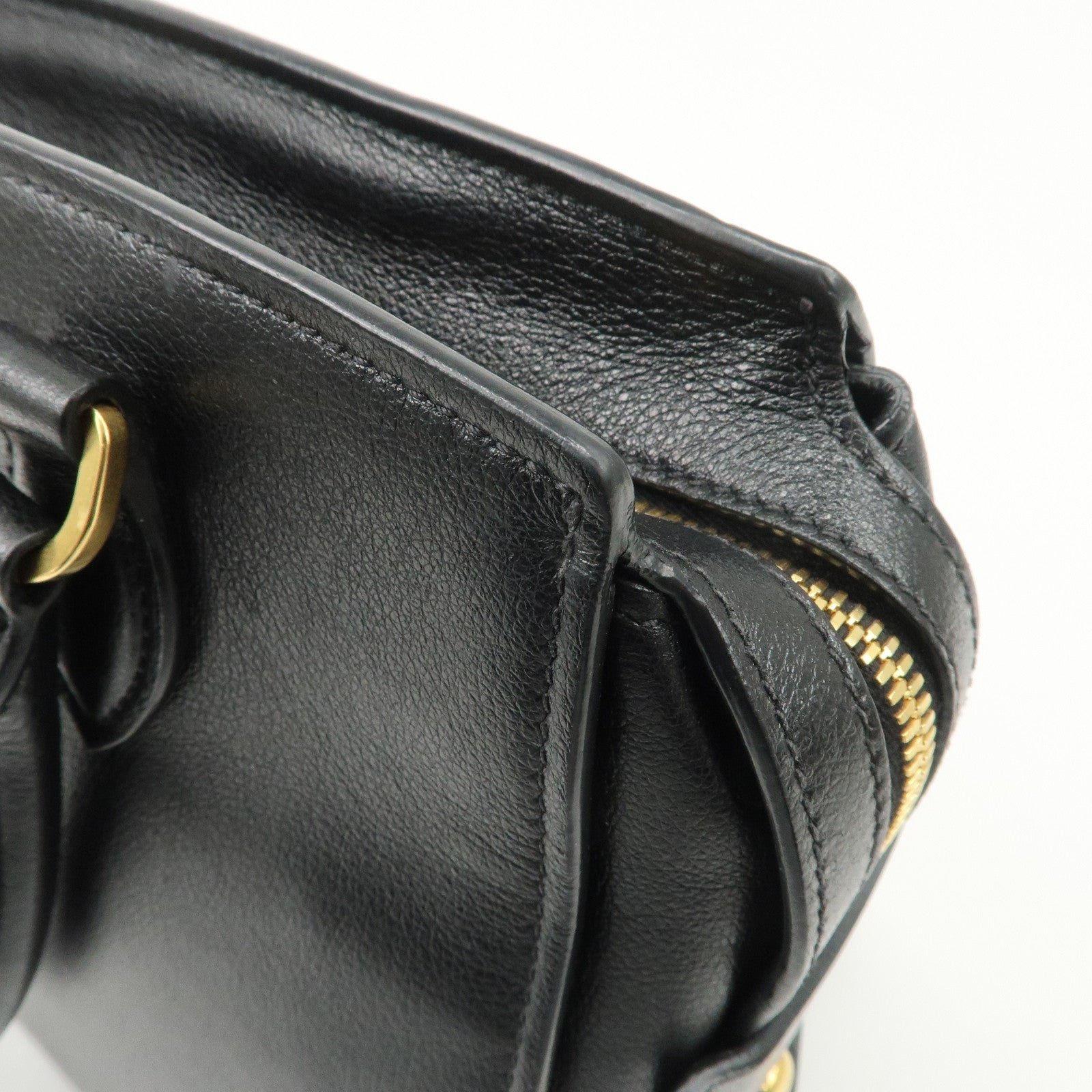 prada leather 2way bag hand bag black gold hardware used prada leather 2way bag hand bag black gold hardware used