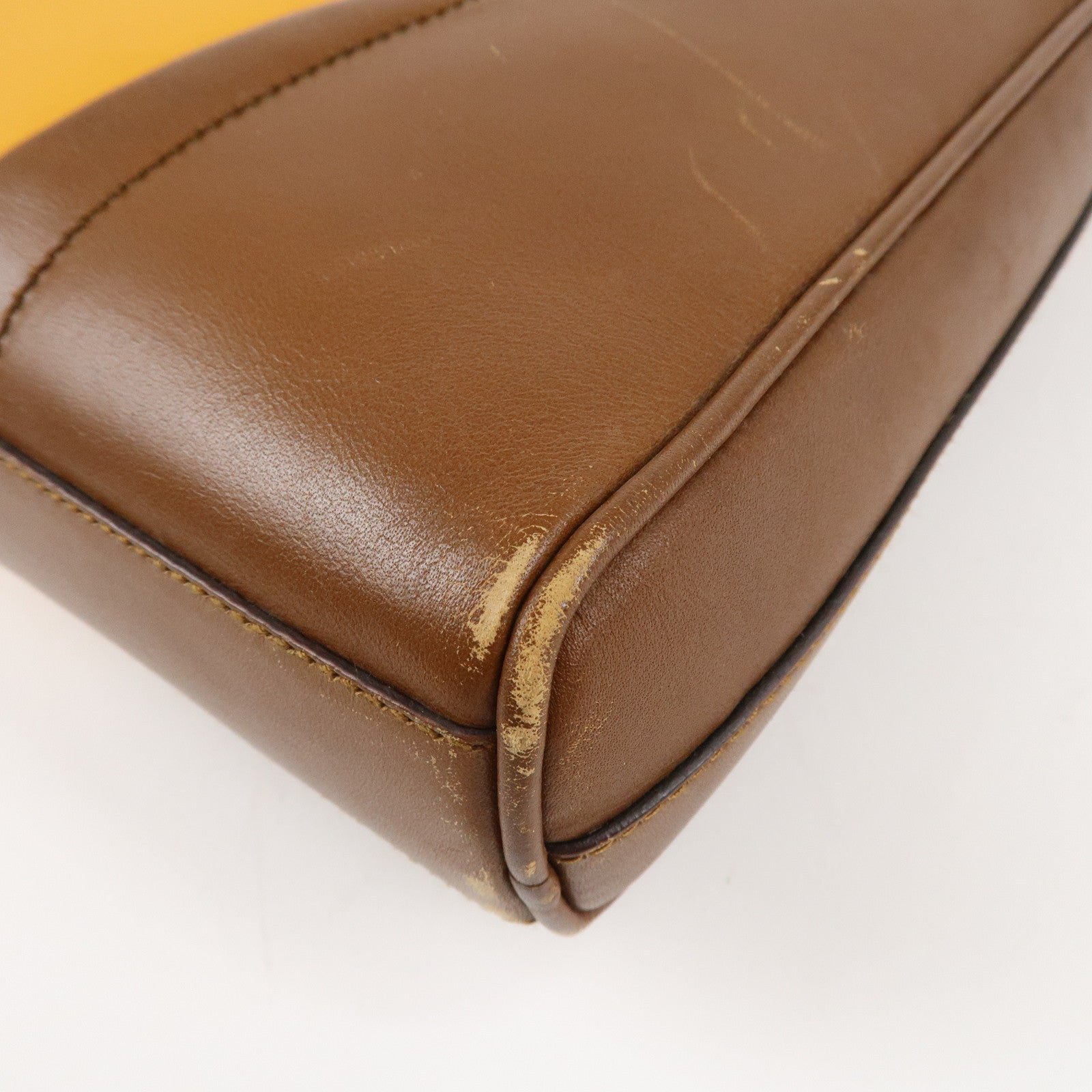 prada leather shoulder bag hand bag bi color mustard brown used prada leather shoulder bag hand bag bi color mustard brown used