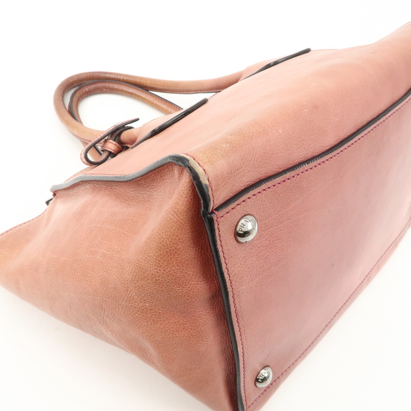 prada triangle logo leather 2way tote bag hand bag pink b2625m prada triangle logo leather 2way tote bag hand bag pink b2625m