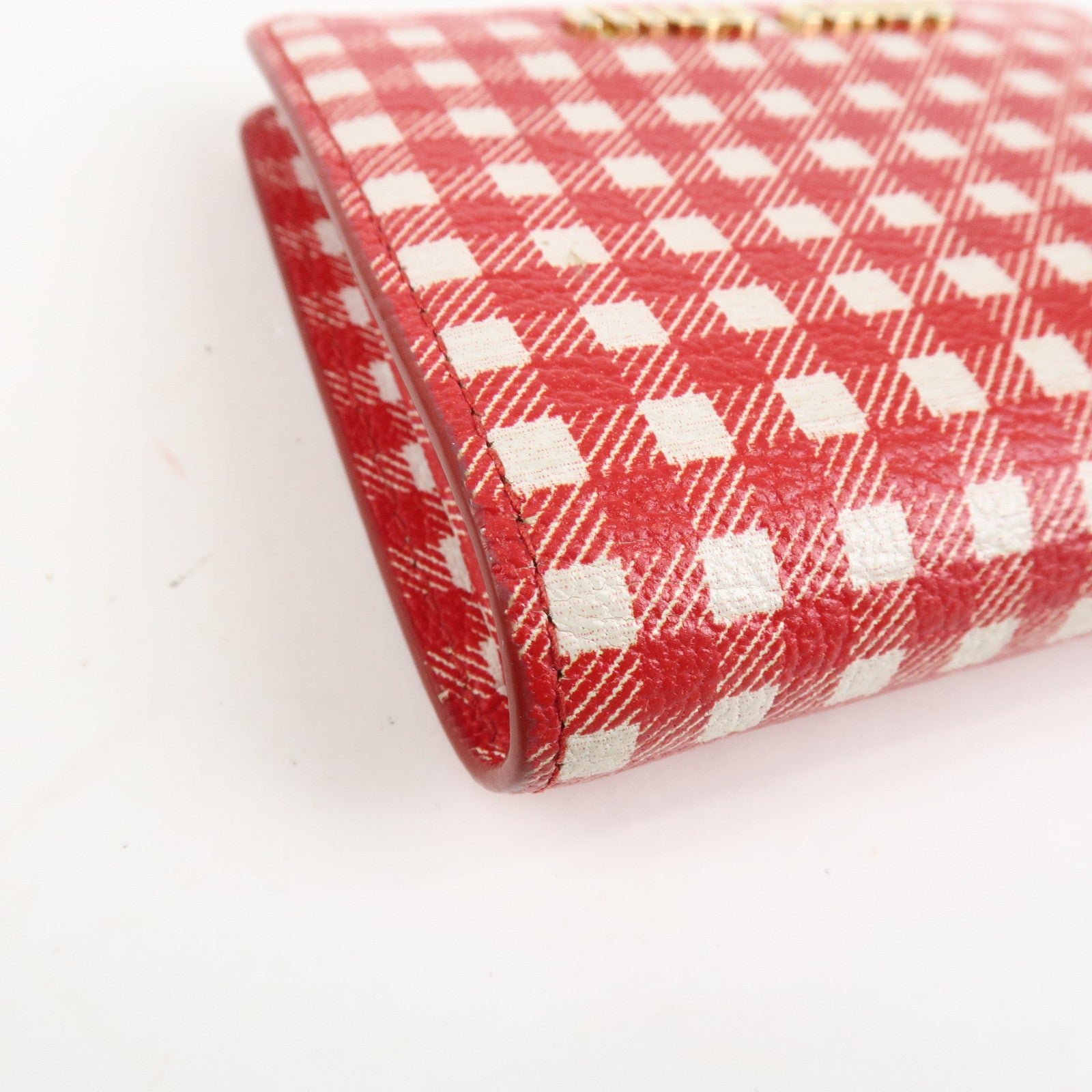 miu miu logo leather bi fold compact wallet red 5mv204 used miu miu logo leather bi fold compact wallet red 5mv204 used