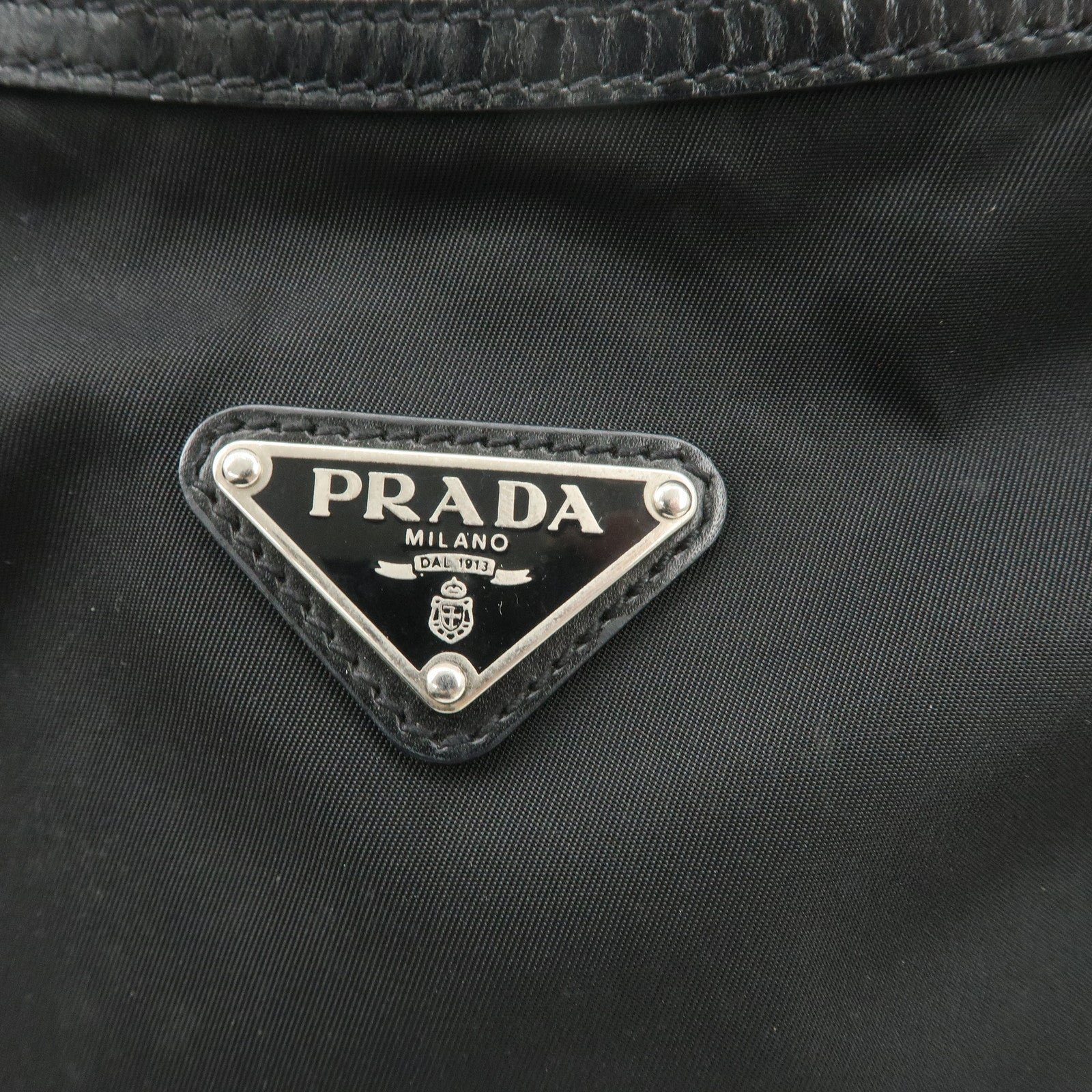 prada triangle logo nylon leather shoulder bag hand bag black br3121 used prada triangle logo nylon leather shoulder bag hand bag black br3121 used