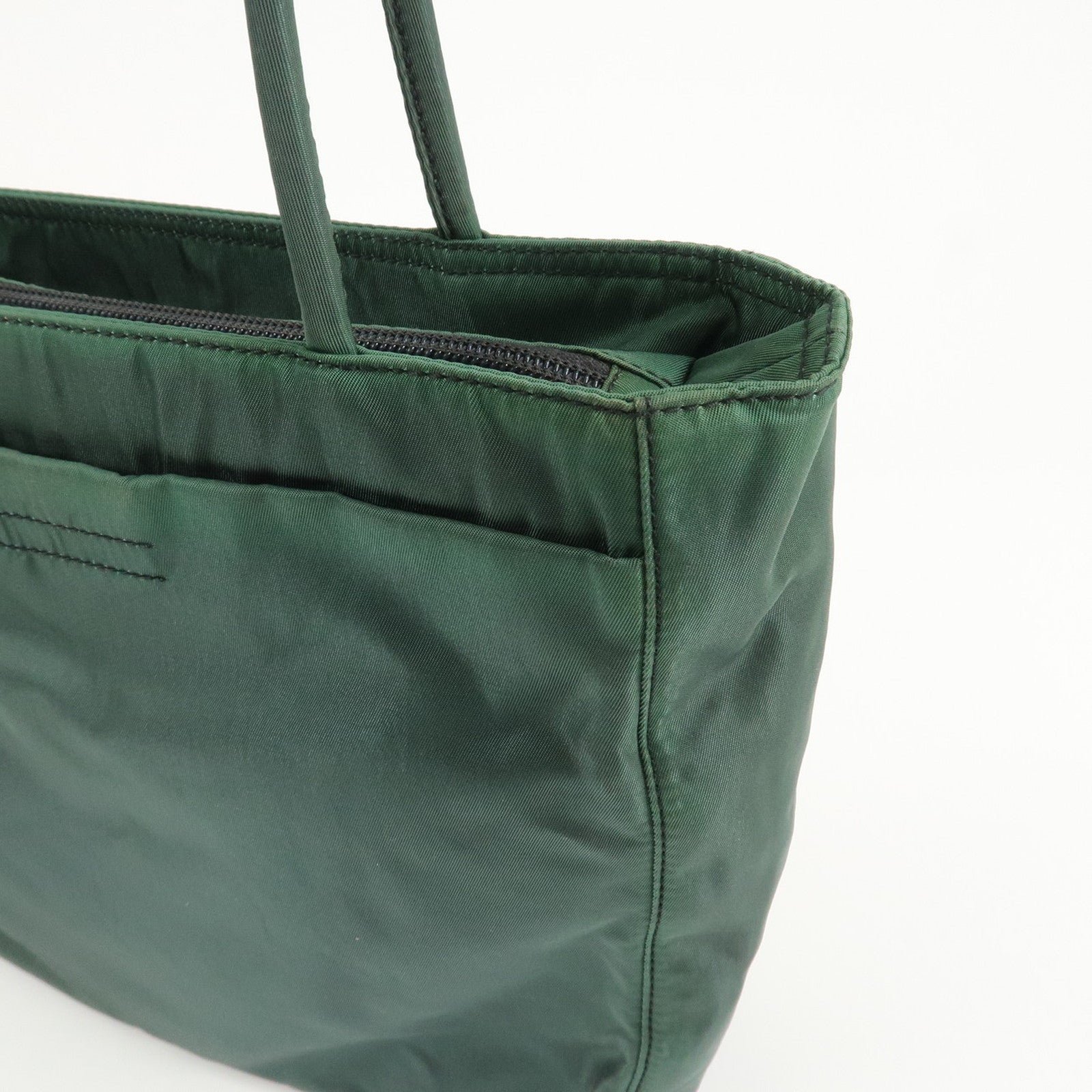 prada triangle logo nylon leather tote bag green prada triangle logo nylon leather tote bag green