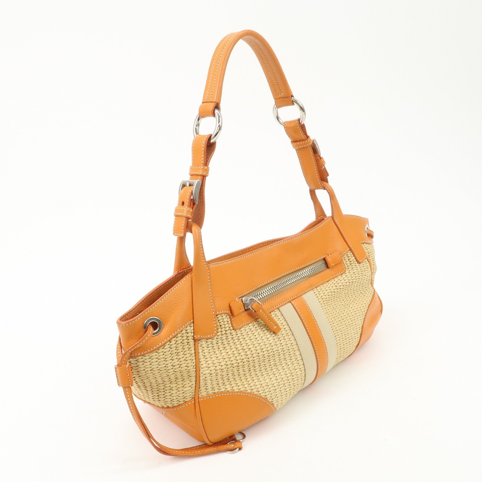 prada triangle logo raffia leather shoulder bag beige orange prada triangle logo raffia leather shoulder bag beige orange