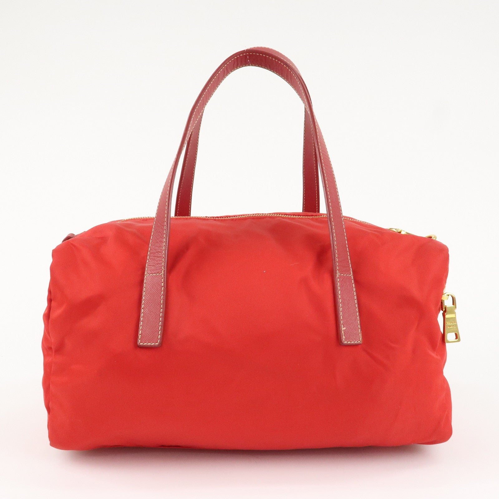 prada triangle logo nylon leather 2way shoulder bag hand bag red used prada triangle logo nylon leather 2way shoulder bag hand bag red used
