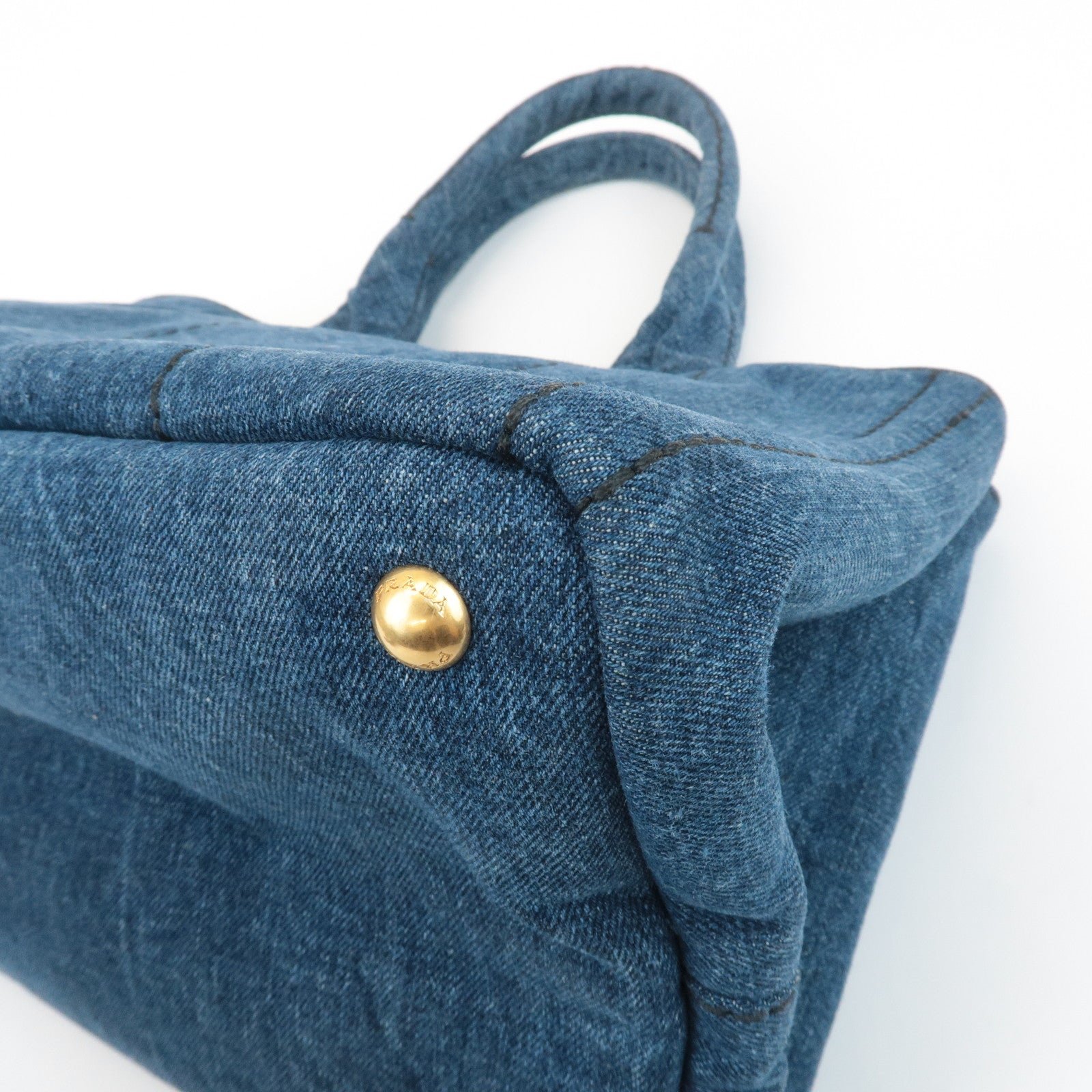 prada triangle logo canapa canvas denim hand bag navy b1877b used prada triangle logo canapa canvas denim hand bag navy b1877b used
