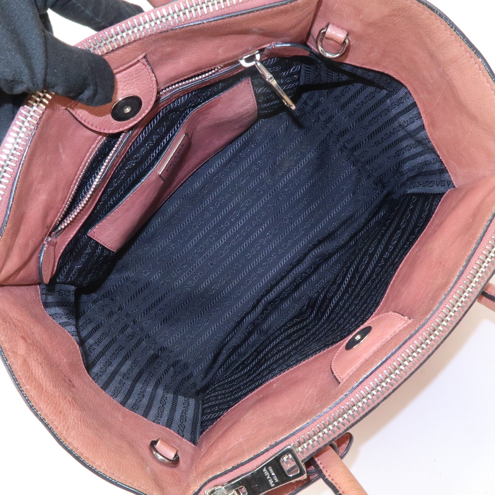 prada triangle logo leather 2way tote bag hand bag pink b2625m prada triangle logo leather 2way tote bag hand bag pink b2625m
