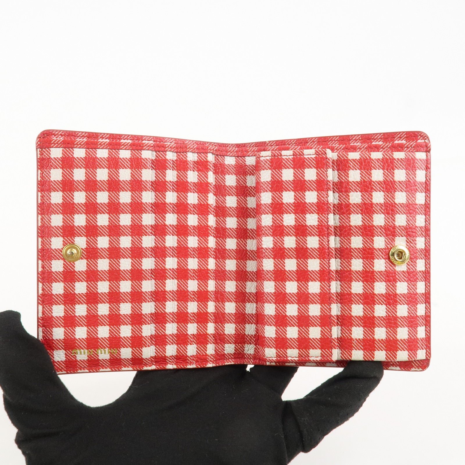 miu miu logo leather bi fold compact wallet red 5mv204 used miu miu logo leather bi fold compact wallet red 5mv204 used