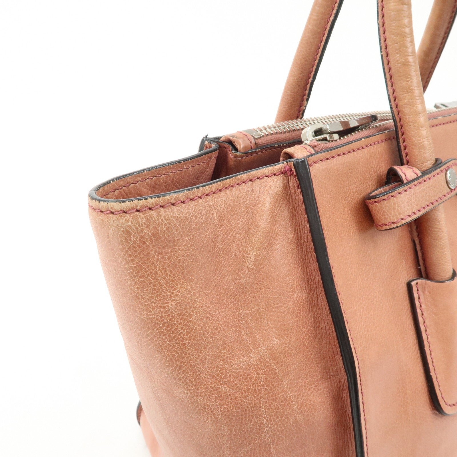 prada triangle logo leather 2way tote bag hand bag pink b2625m prada triangle logo leather 2way tote bag hand bag pink b2625m