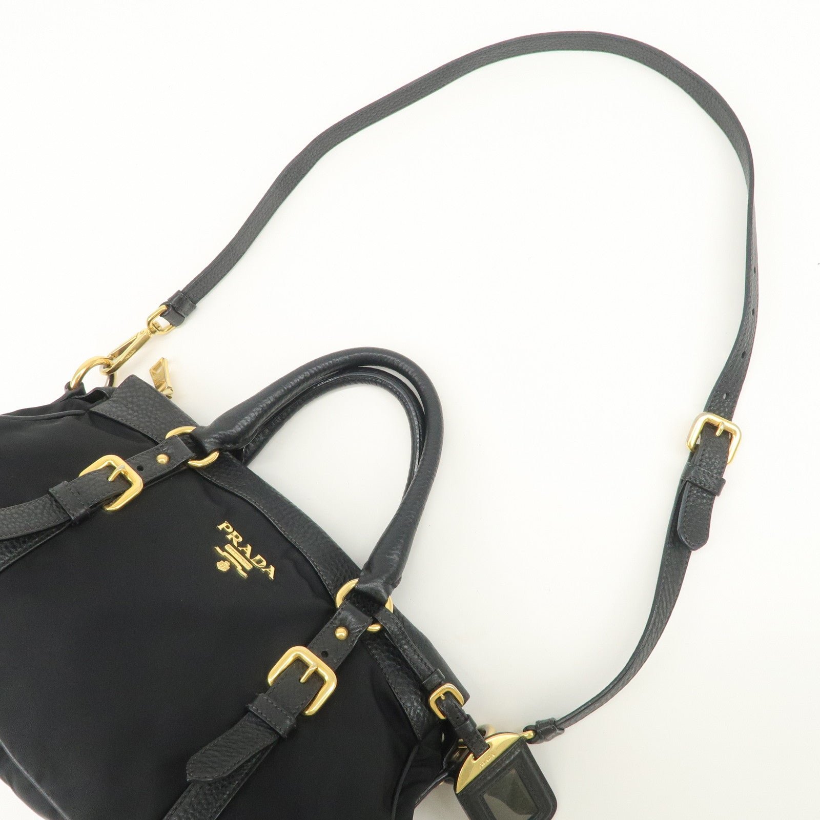 prada nylon leather 2way bag hand bag shoulder bag black bn2032 prada nylon leather 2way bag hand bag shoulder bag black bn2032