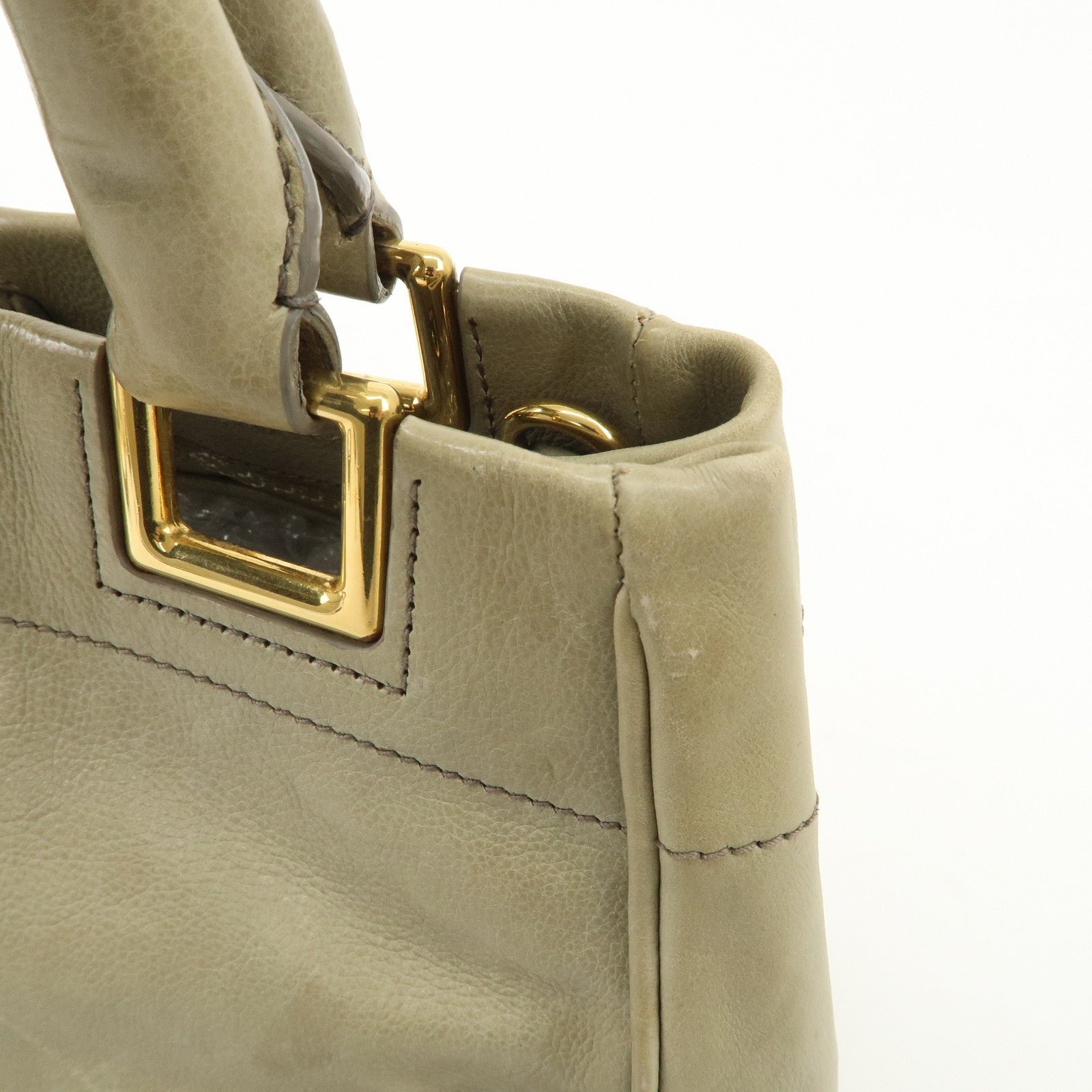 prada logo ribon leather 2way tote bag hand bag beige gold hdw bn2245 used prada logo ribon leather 2way tote bag hand bag beige gold hdw bn2245 used