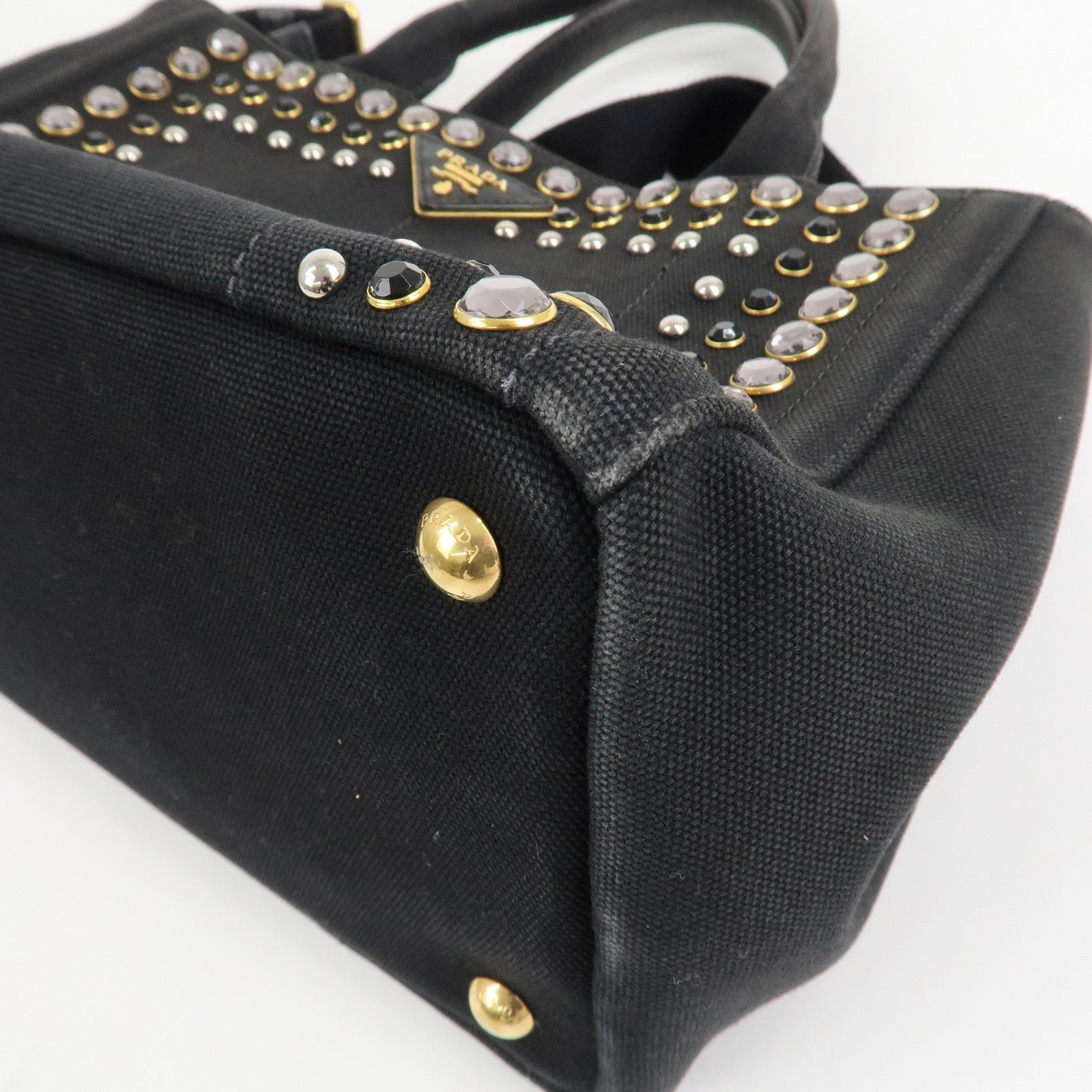 prada triangle logo denim canapa bijoux 2way hand bag black b2642b prada triangle logo denim canapa bijoux 2way hand bag black b2642b