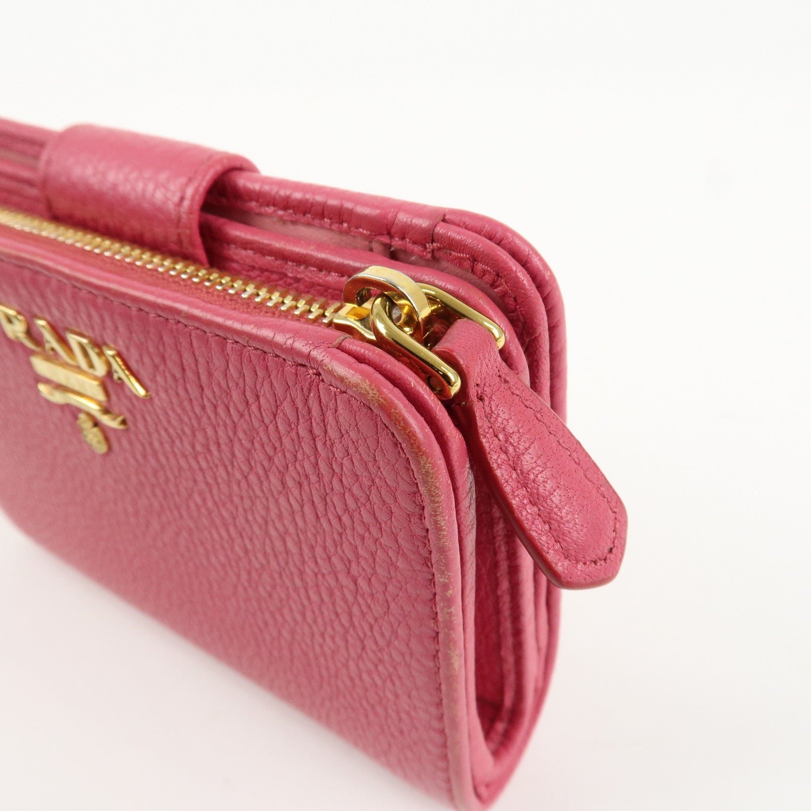 prada logo leather bi fold wallet small wallet pink 1ml018 used prada logo leather bi fold wallet small wallet pink 1ml018 used