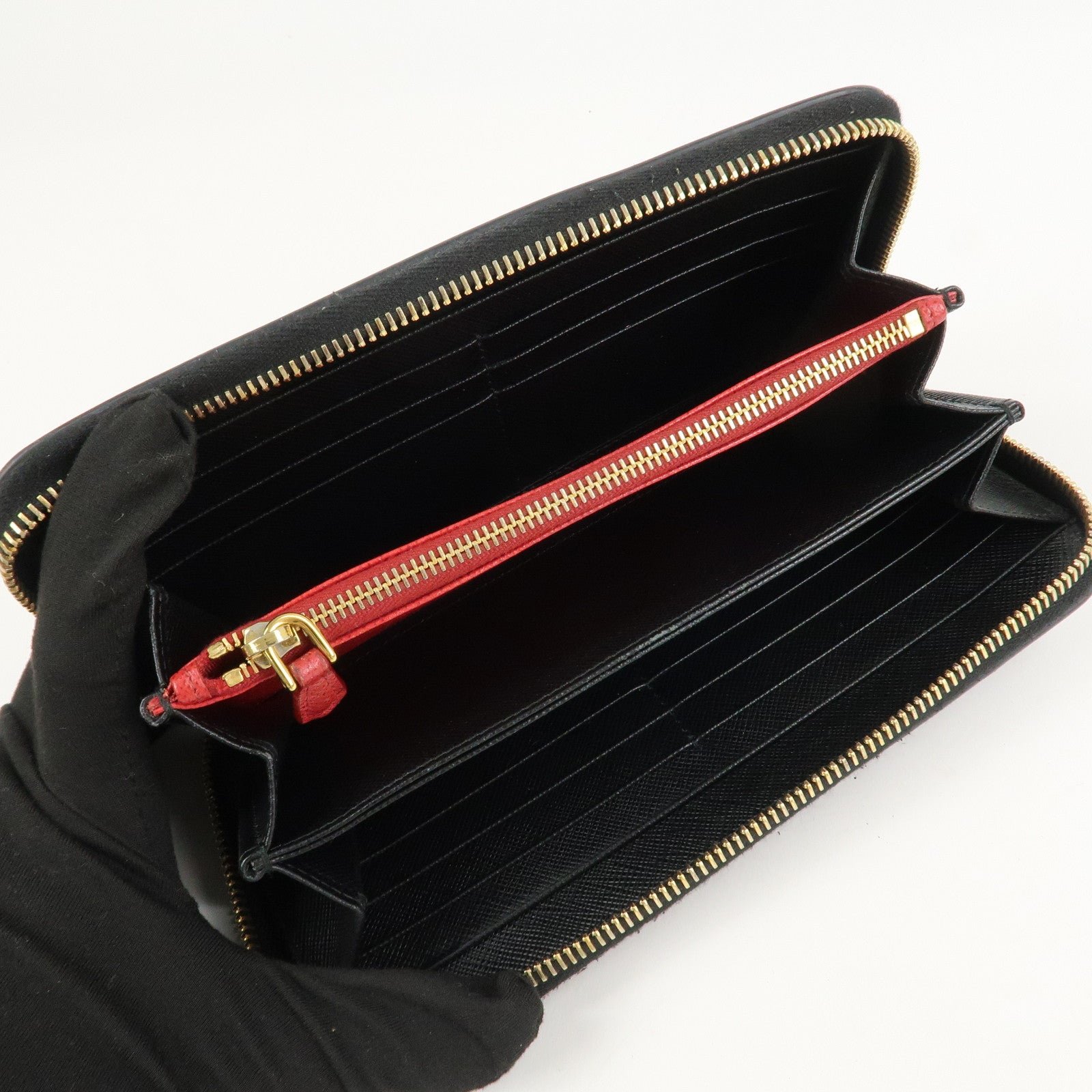 prada logo saffiano leather zippy long wallet black 1ml506 prada logo saffiano leather zippy long wallet black 1ml506